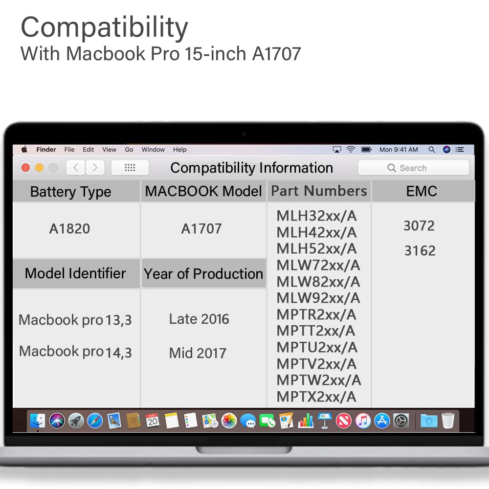 XINGLT A1707 A1820 Replacement Laptop Battery for MacBook Pro 15 inch (2016 2017) 6680mAh