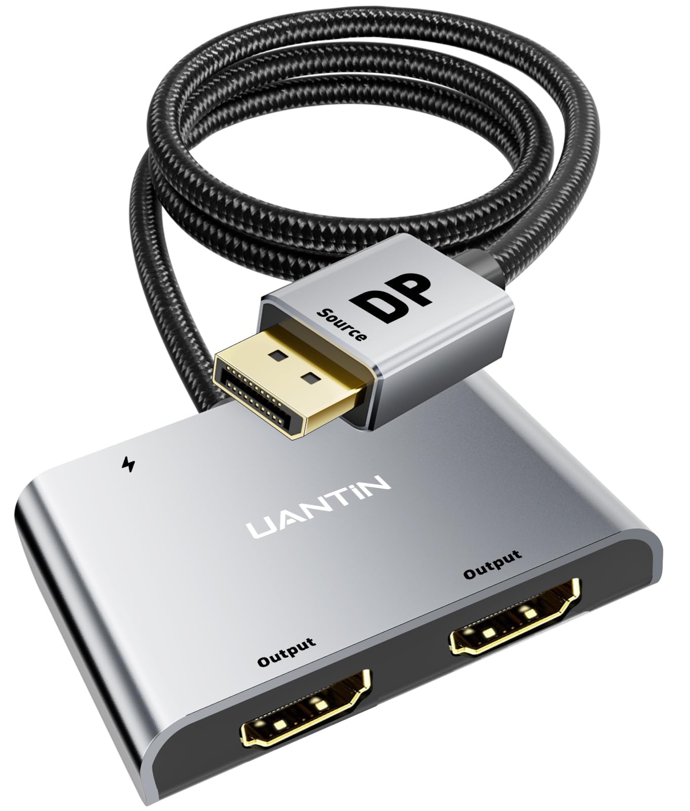 Uantin Displayport To Dual Hdmi Adapter | 4K 60Hz Dp Source To Hdmi Splitter Extended Display Adapter For Dual Monitors,Display