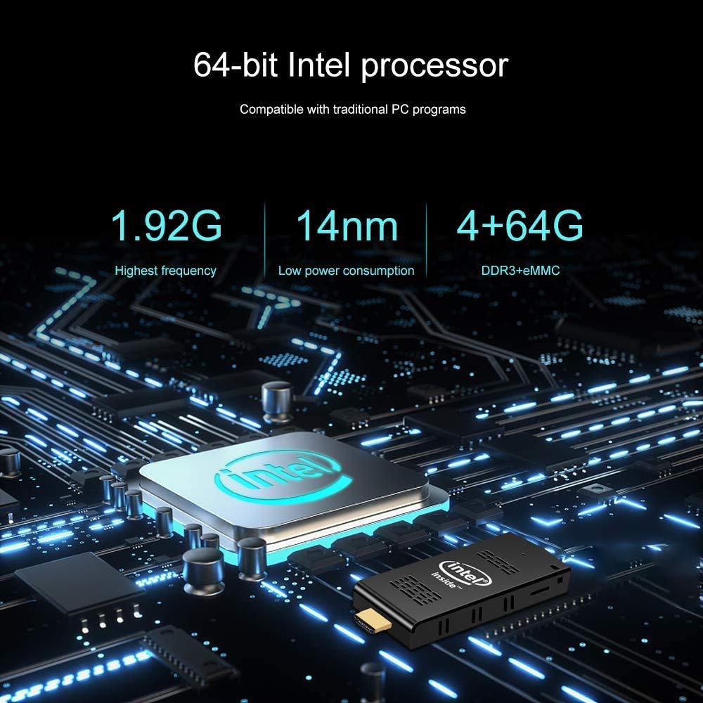 Aioexpc Pc Stick Mini Computer Stick With Intel Atom Z8350 & Windows 10 Pro 4Gb Ram 64Gb Rom Support 4K Hd,Dual Band Wifi 2.4G/5