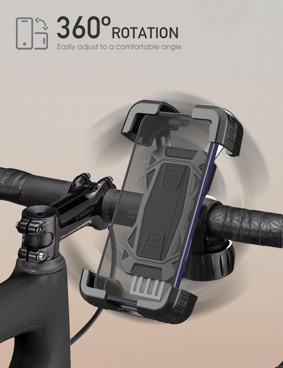 Juspro Bike Phone Holder Motorcycle Phone Mount, Upgrade Bicycle Handlebar Mount Compatible With Iphone 16/15 Pro Max / 14 Plus,