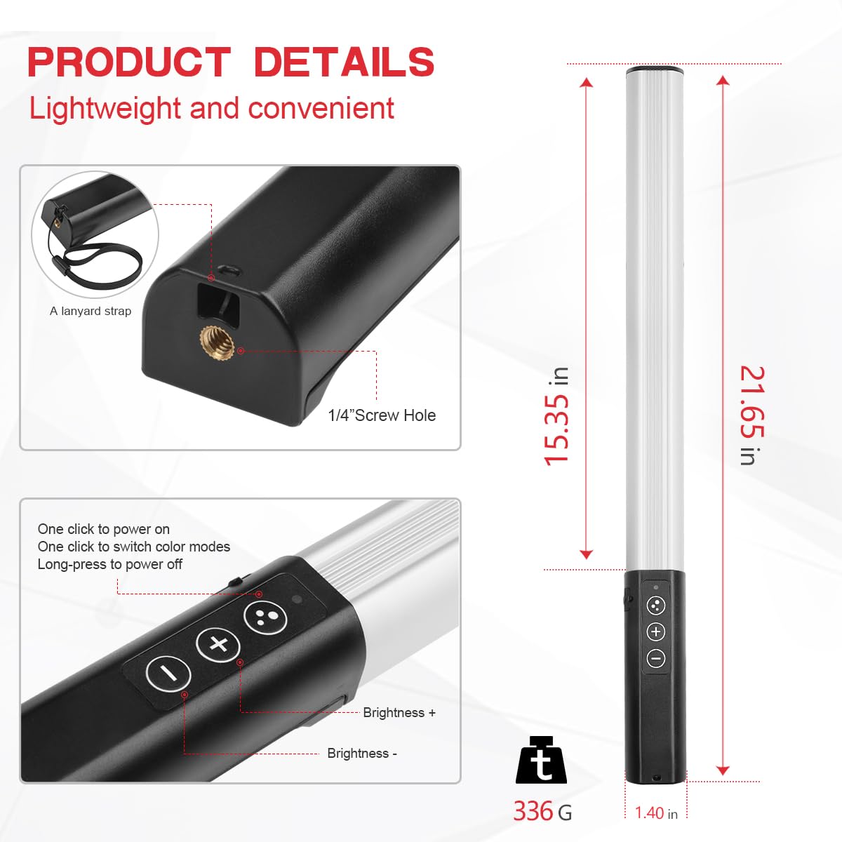 Hagibis Rgb Photography Light Wand, Handheld Led Video Light 9 Colors, With Built In Rechargable Battery And Remote Control, 100