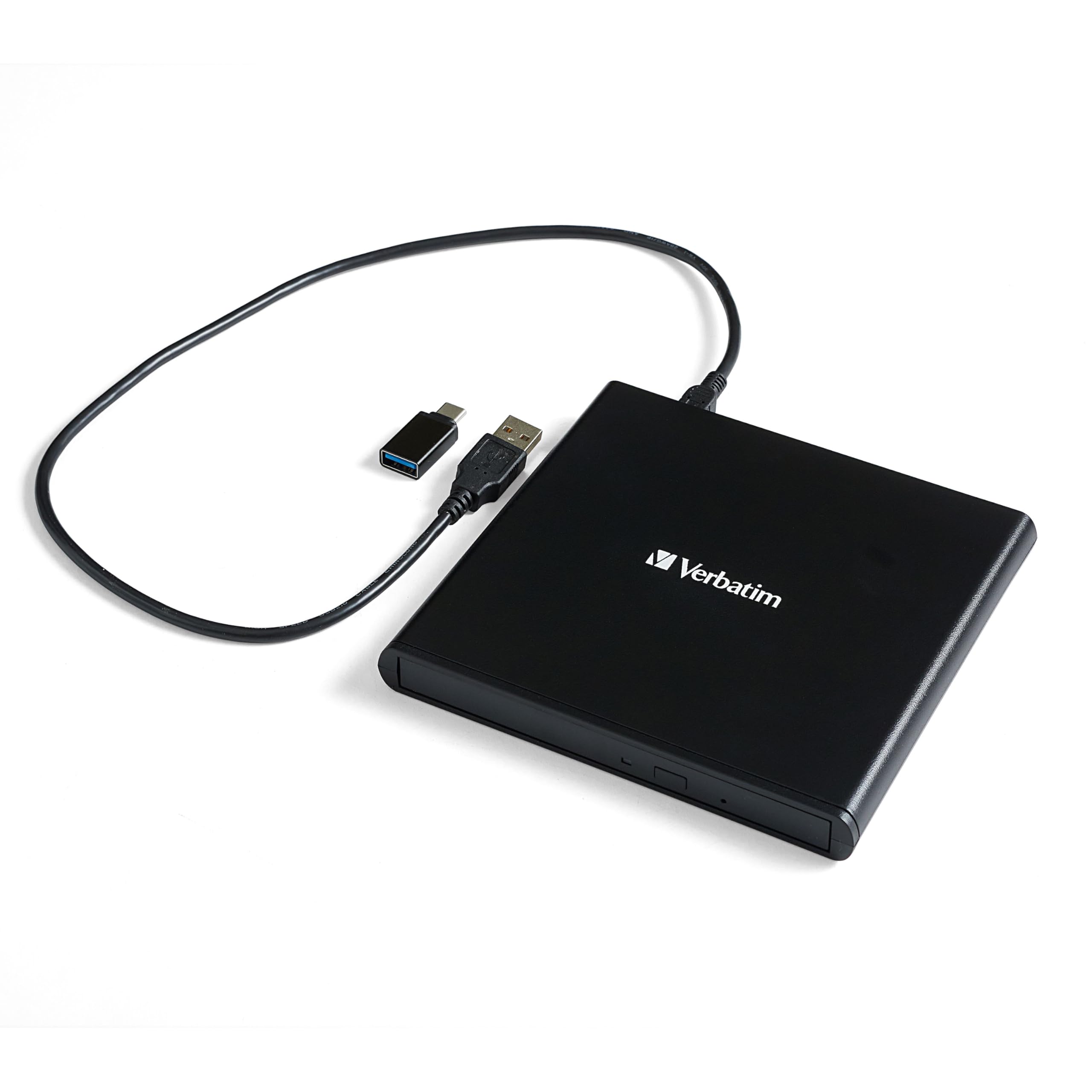Verbatim Slimline CD / DVD Drive - External USB 2.0 CD DVD +/-RW Burner for Laptops and Notebooks with M-DISC Support - Mac & PC