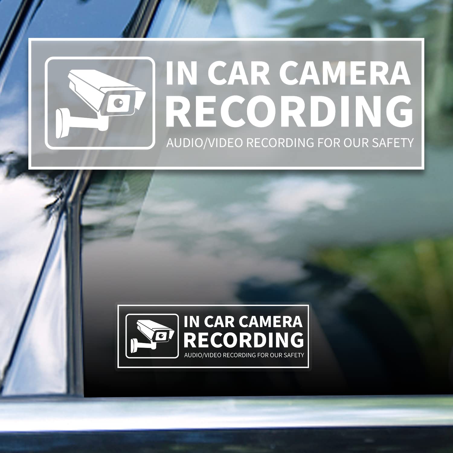 In Car Camera Audio Video Recording Window Vinyl Stickers 2  6 Inch Back Self Adhesive Security Warning Sign Removable For Car V