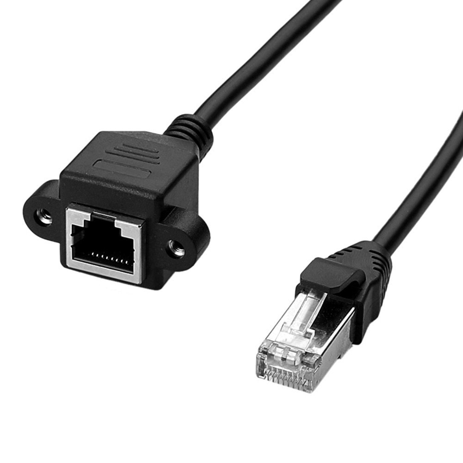 ANRANK Ethernet Extension Cable, EC45030AK RJ45 Male to Female Ethernet LAN Network Extension Cable Black - 1FT/0.3M