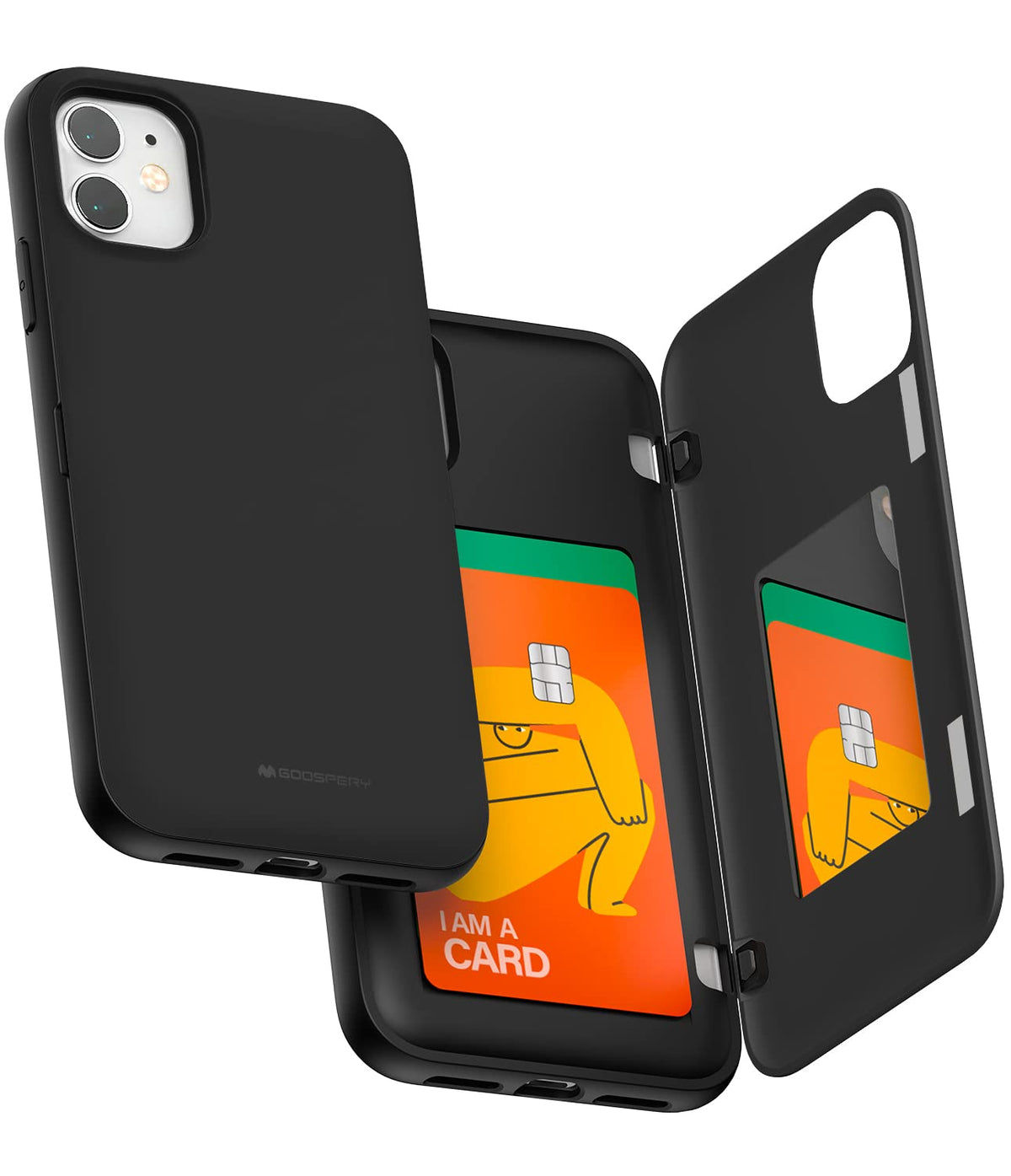 Goospery Iphone 11 Wallet Case With Card Holder, Protective Dual Layer Bumper Phone Case - Black