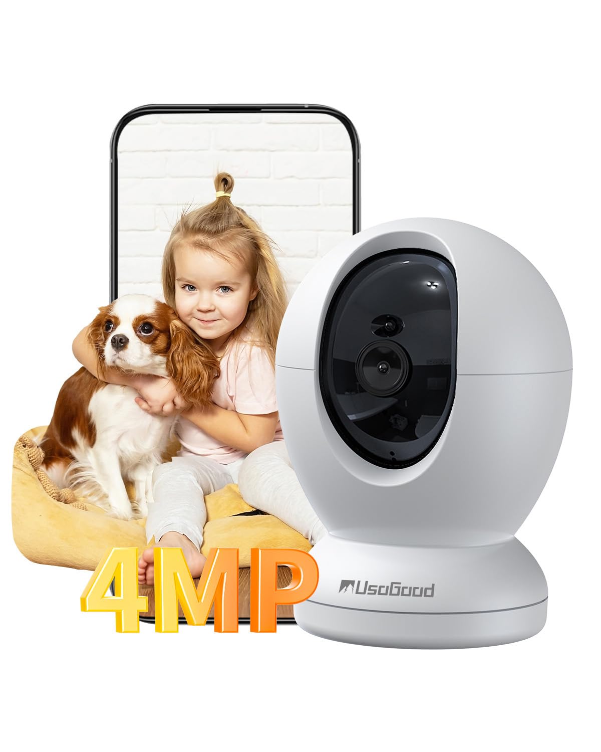 Usogood Pet Camera Indoor 4Mp/2K, 5Ghz/2.4Ghz Wifi Indoor Security Camera, 360Dog Camera With Phone App, Auto Motion Tracking An