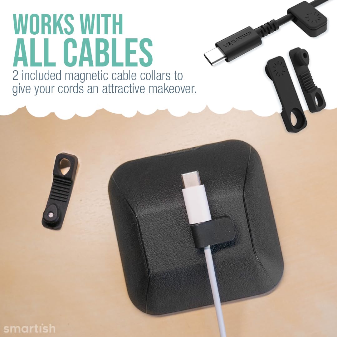 Smartish Magnetic Cord Holder   Cable Wrangler Organizer With Magnet Clips For Charger Management On Desktop, Nightstand, Or Sid