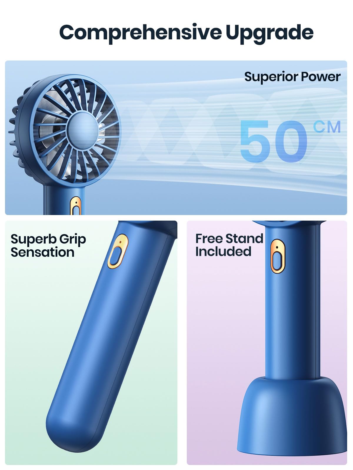 Warmco 2 Pack Handheld Mini Fan Portable Usb Rechargeable Small Hand Held Fan With Base Personal Desk Fan Super Compact Cooling