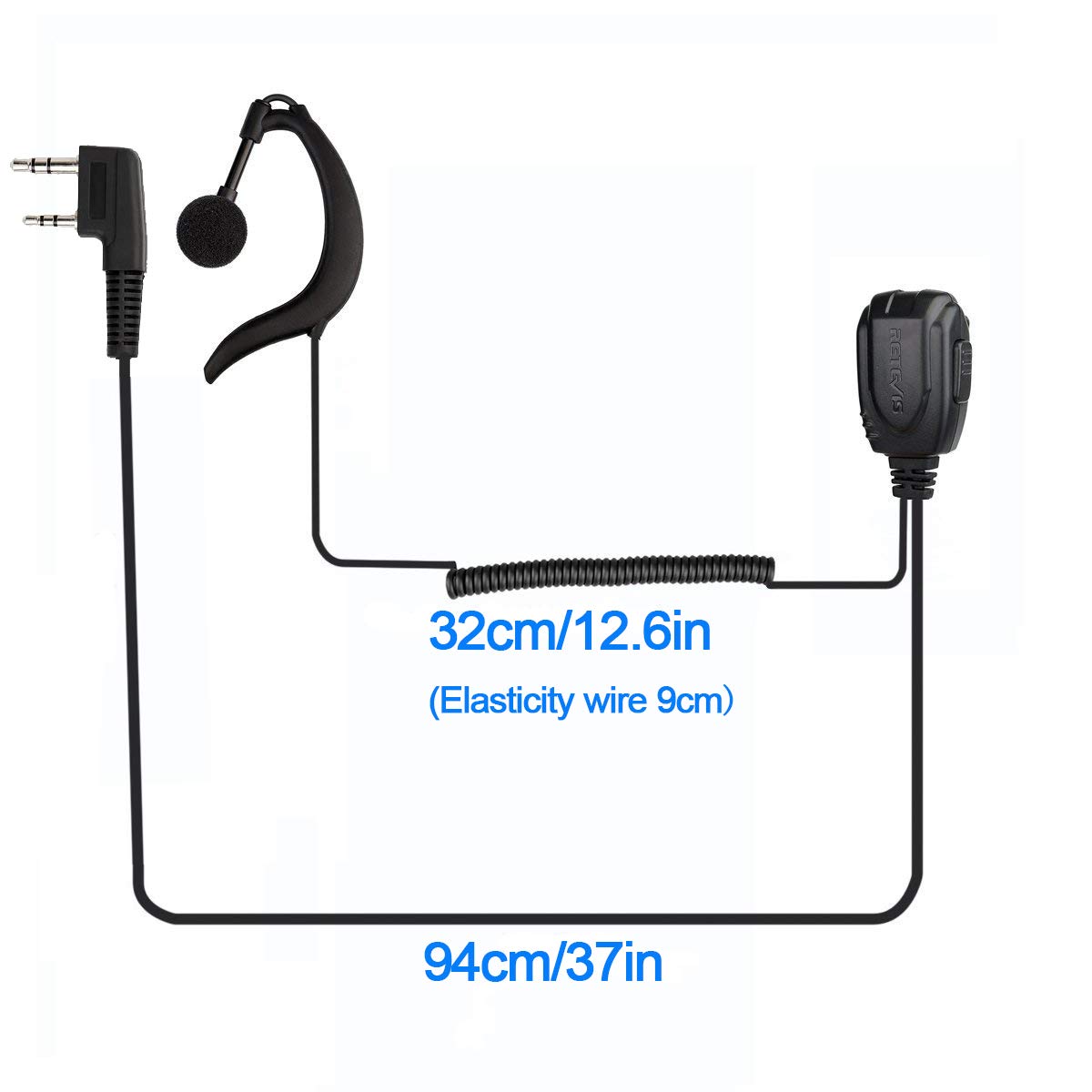 Retevis Length Adjustable Walkie Talkie Earpiece With Mic, G Type, For Rt22 Rt68 Rt21 H 777 Rt22S Rb29 Rb45, Compatible With Baofeng 888S Uv 5R Samcom Walkie Talkie,Two Way Radio Headset(10 Pack)