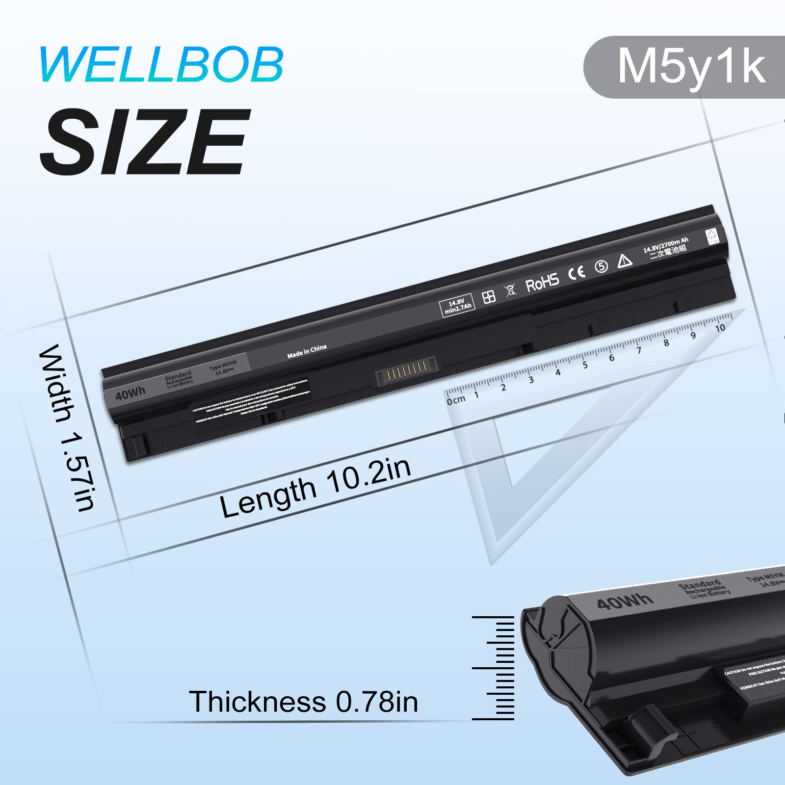 M5Y1K Battery For Dell Inspiron 5559 5558 Battery, For Dell Inspiron 15 3000 5000 Battery 3558 3567 5555 5566 5759, Compatible W