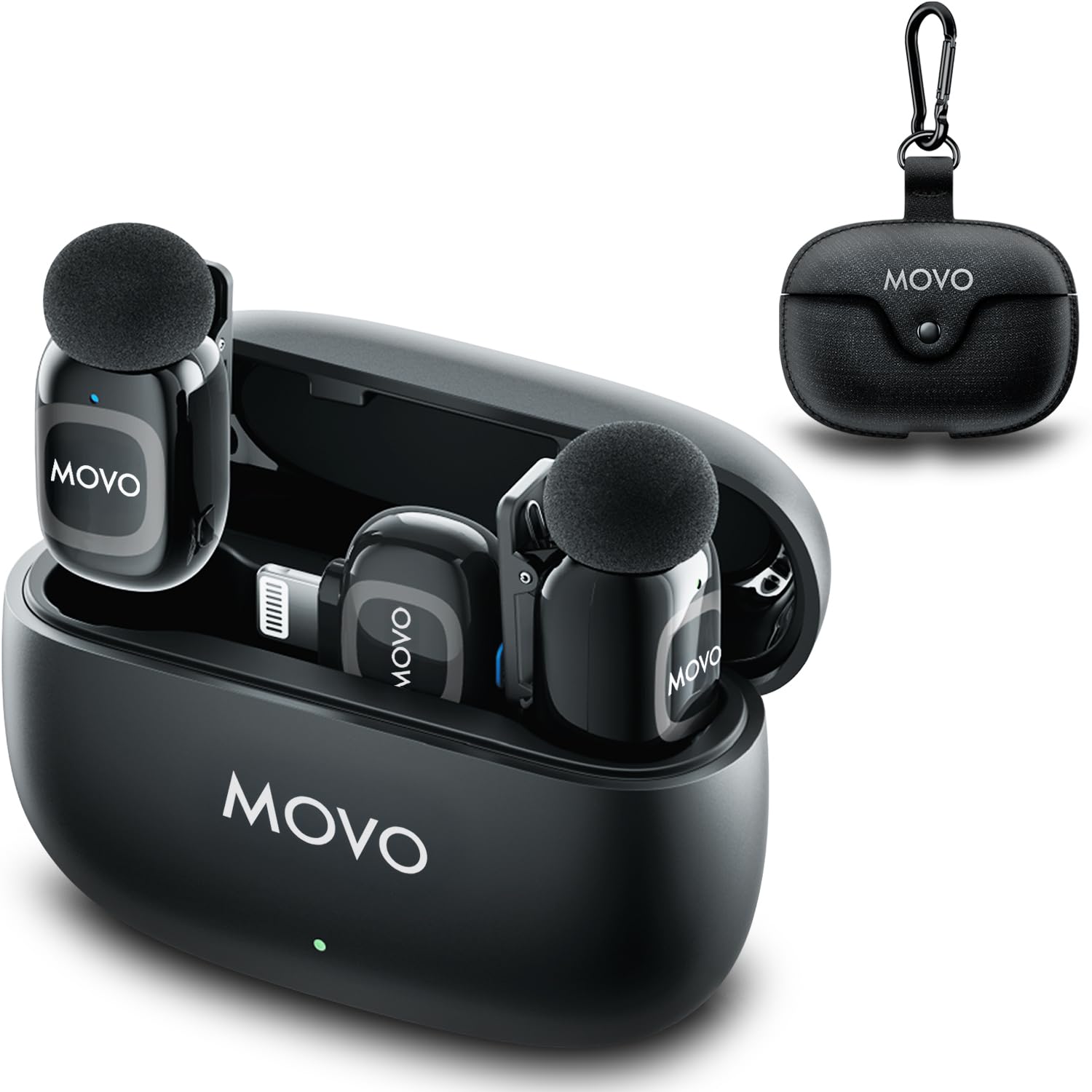 Movo NanoMic Dual Lightning Wireless Microphone for iPhone 14 and Below- Lavalier Mic for iPhone, Great for Vlogging, TikTok, Co