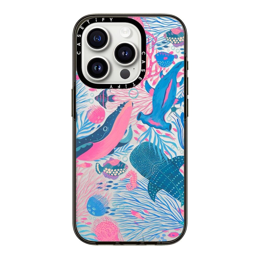 Casetify Compact Iphone 15 Pro Case [2X Military Grade Drop Tested / 4Ft Drop Protection]   Under The Sea   Clear Black