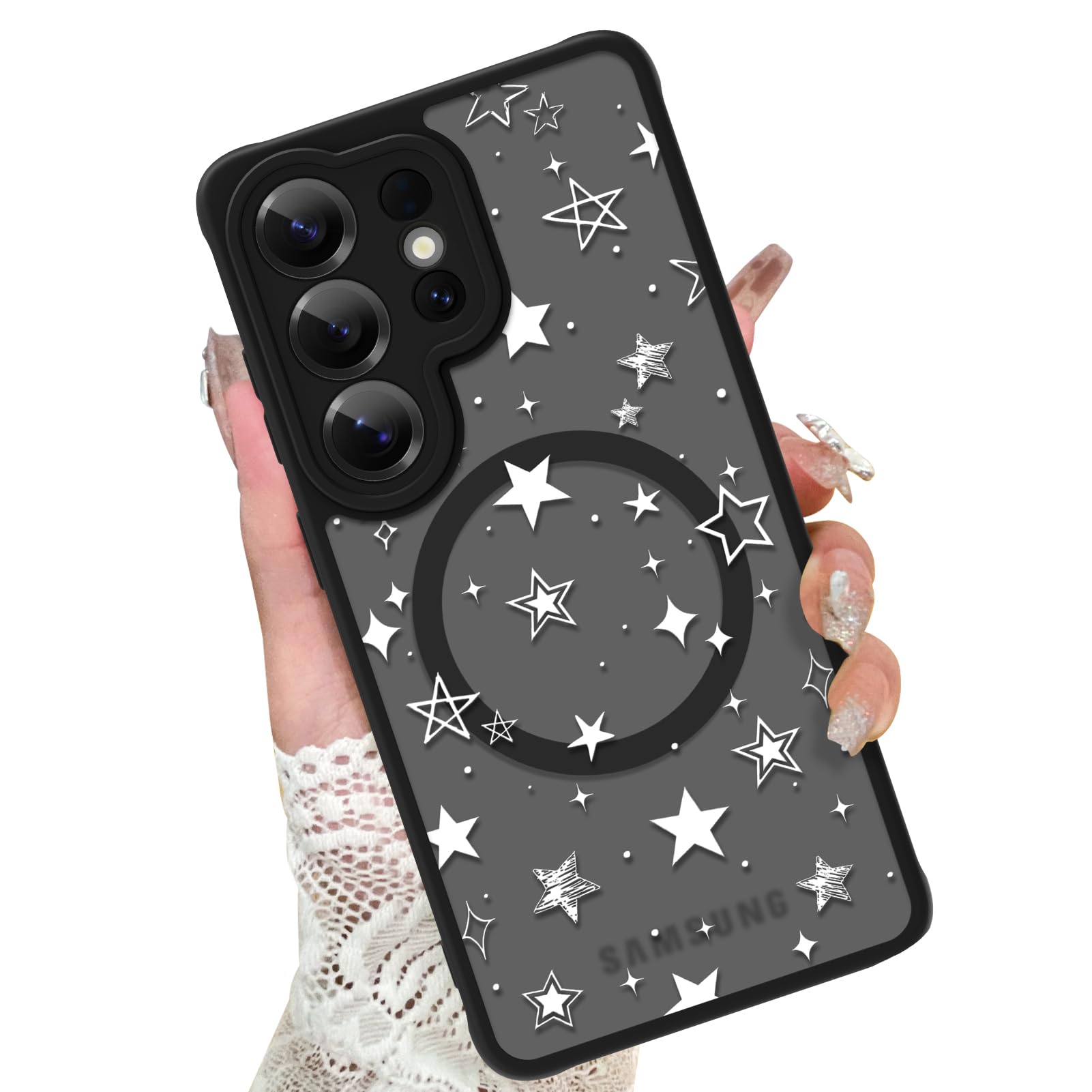 KANGHAR Case for Galaxy S26 Ultra Phone Case [Compatible with Magsafe] Stars Pattern Cute Protective Magnetic Case for Girls Wom