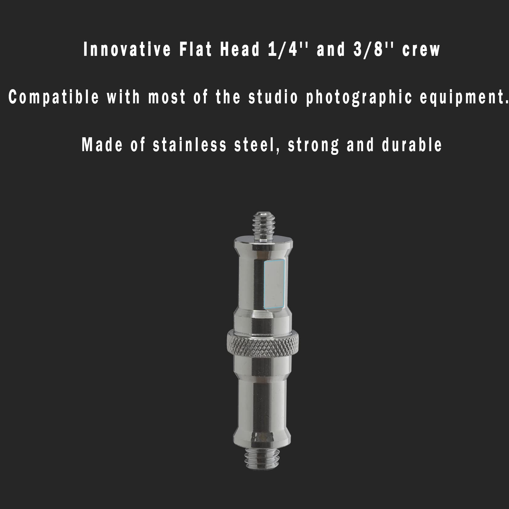 Alluneitter 2 Pieces Standard 1/4 To 3/8 Inch Metal Male Convertor Threaded Screw Adapter Spigot Stud For Studio Light Stand, Ho