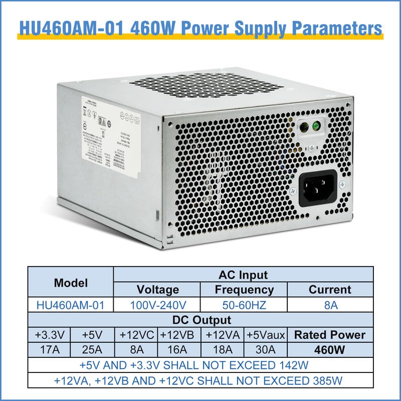 Upgraded Hu460Am 01 Wc1T4 D460Am 03 460W Power Supply Compatible With Dell Xps 8930, 8920, 8910, 8900, 8700, 8300, 8100 And Alie
