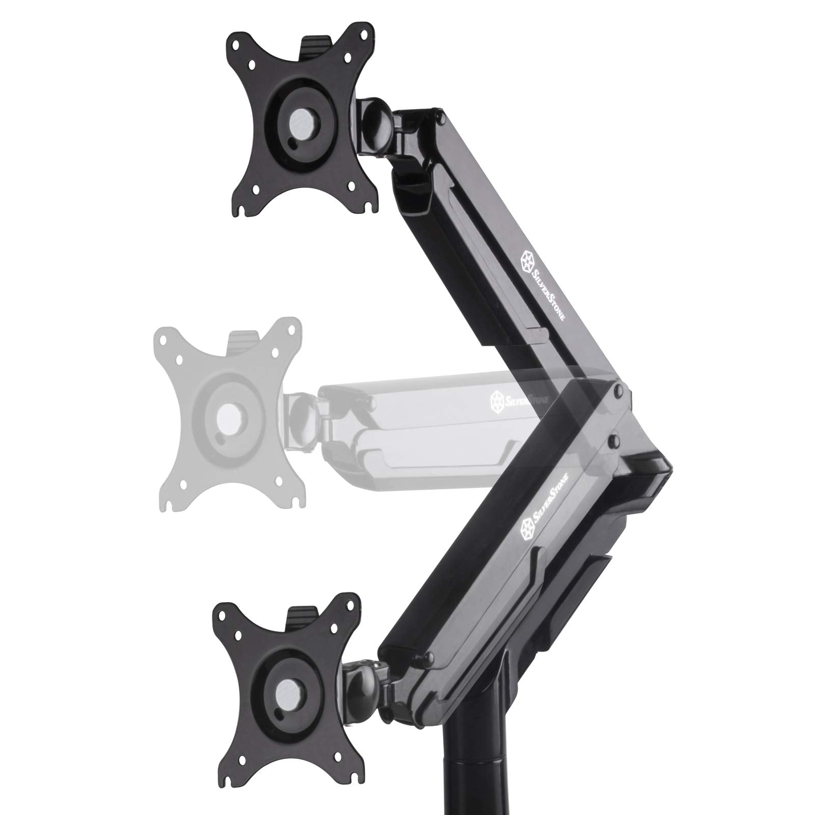 Silverstone Technology Arm12B Vesa Monitor Riser Arm Mount For Monitors Up To 36'' And 12Kg (Acer And Asus Monitor Compatible) (