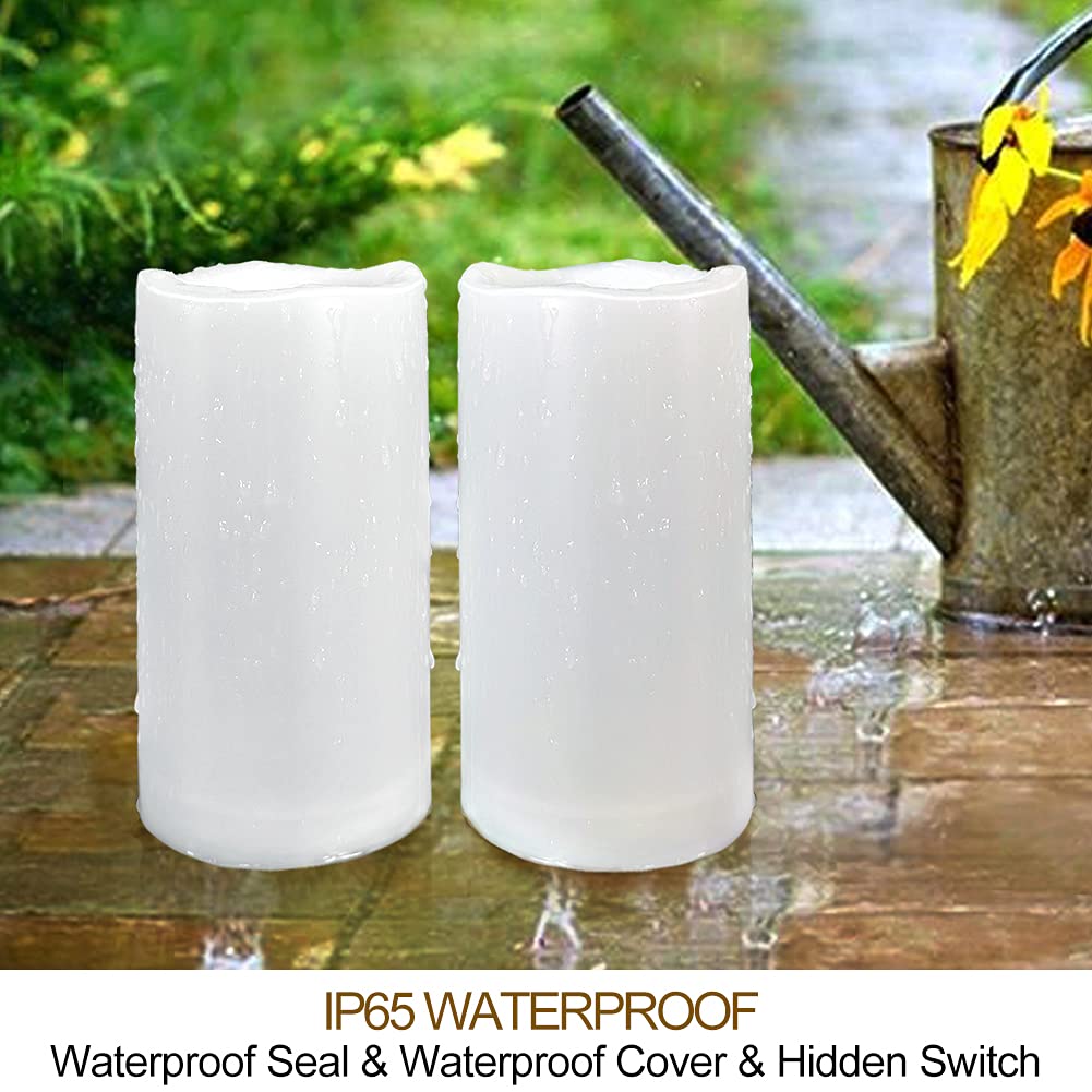 Home Most Pack Of 2 White 3X6 Led Pillar Candles Outdoor Ip65 Waterproof   Pillar Candles Battery Powered With Timer And Remote