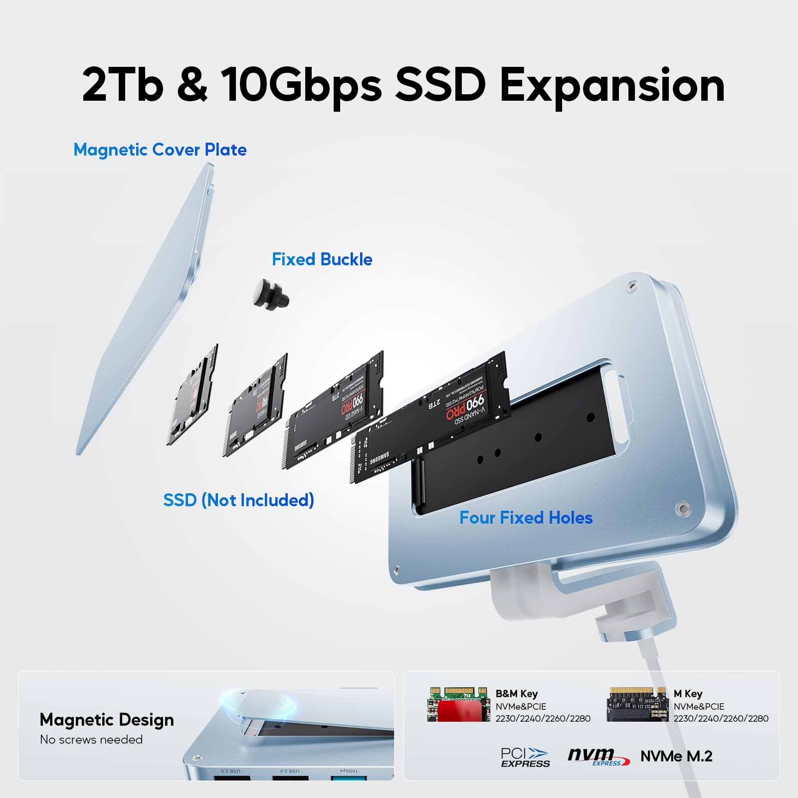 Imac Accessories For Imac 2021/2023, Pulwtop Usb C Hub For Imac With 10Gbps Nvme Sata Ssd Usb A/C 10Gbps, Imac Usb Adapter For M