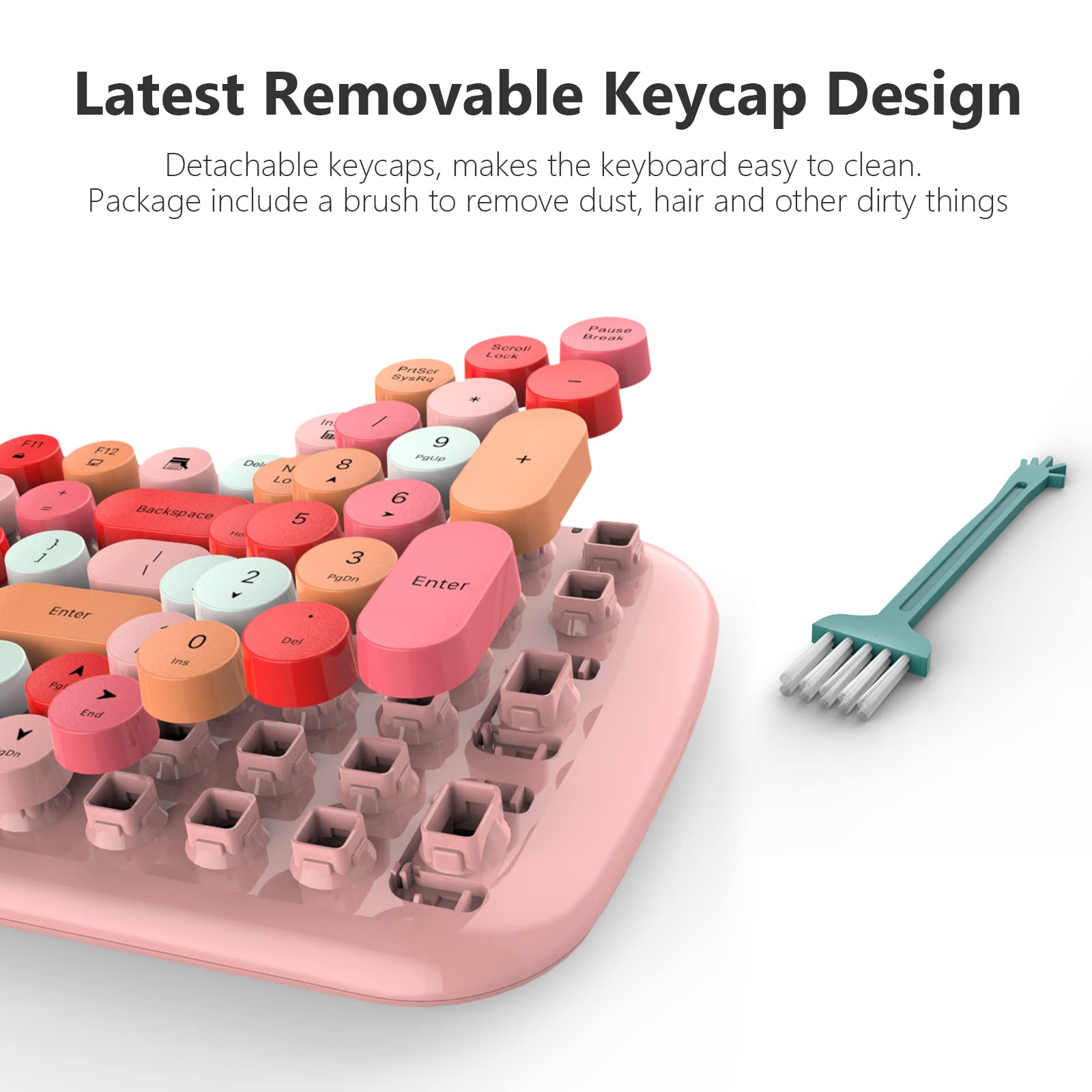 Mofii Wireless Keyboard And Mouse Combo, Retro Typewriter Keyboard With Multi Media Function Keys And Number Pad Compared For Pc