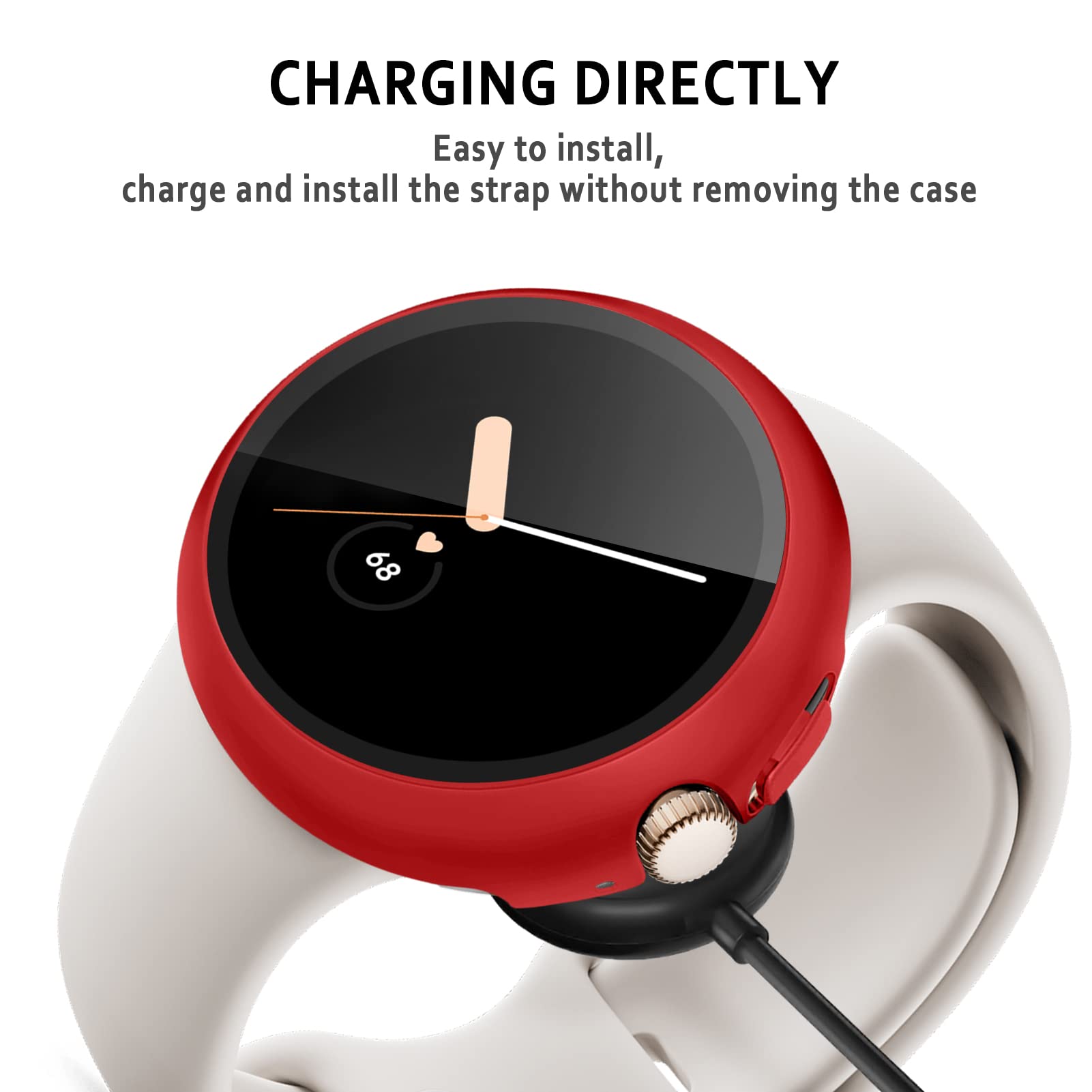 3 Pack Cases For Google Pixel Watch 3 2 1 Screen Protector 41Mm,Hard Pc Frame With Tempered Glass Face Bumper Compatible With Go