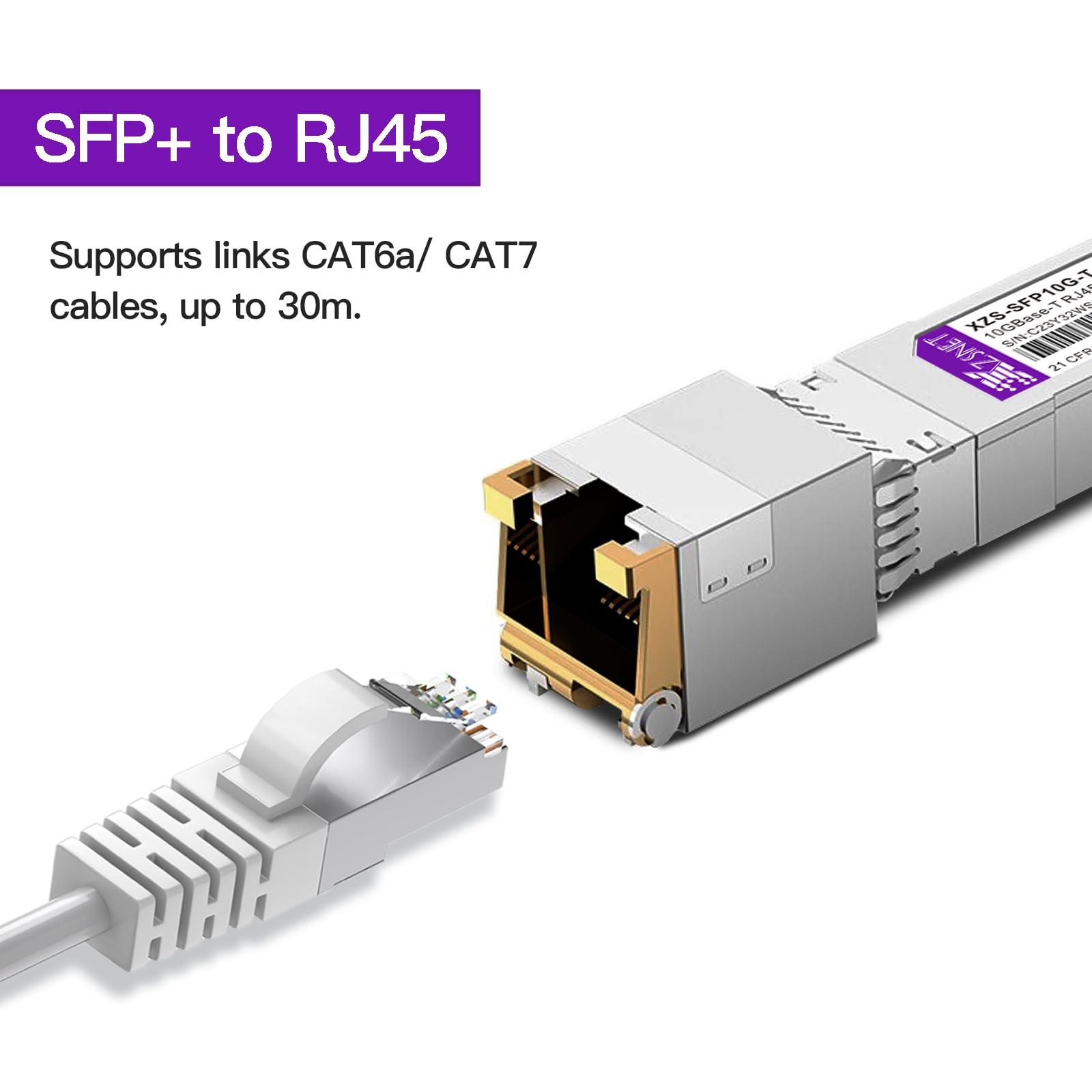 Xzsnet 10Gbase-T Sfp+ Transceiver, Sfp+ To Rj45, 10G Copper Sfp+ To Ethernet Module Compatible With Cisco Sfp-10G-T-S, Ubiquiti