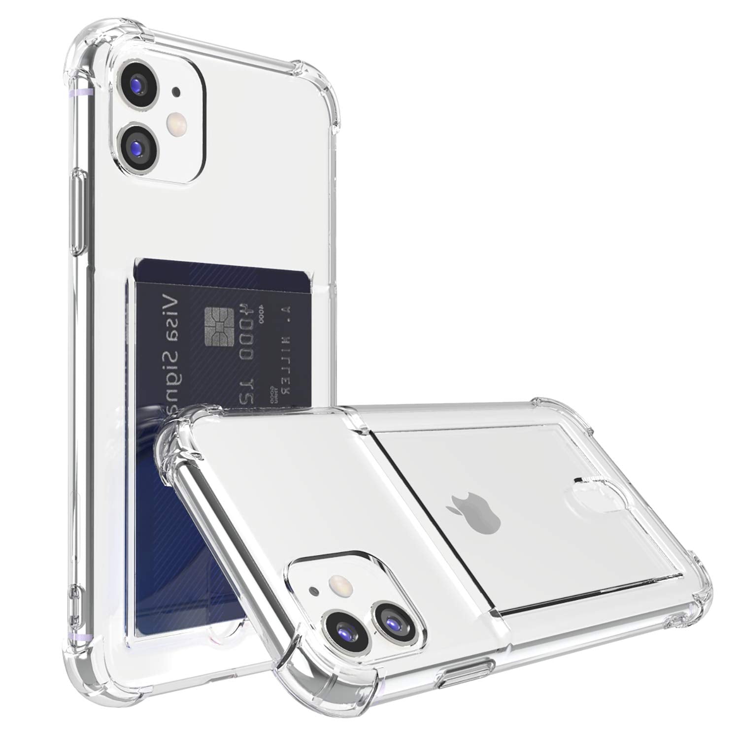 Anhong Upgrade Iphone 11 Clear Case With Card Holder, Protective Soft Tpu Shock Absorbing Bumper Wallet Case For Iphone 11 6.1