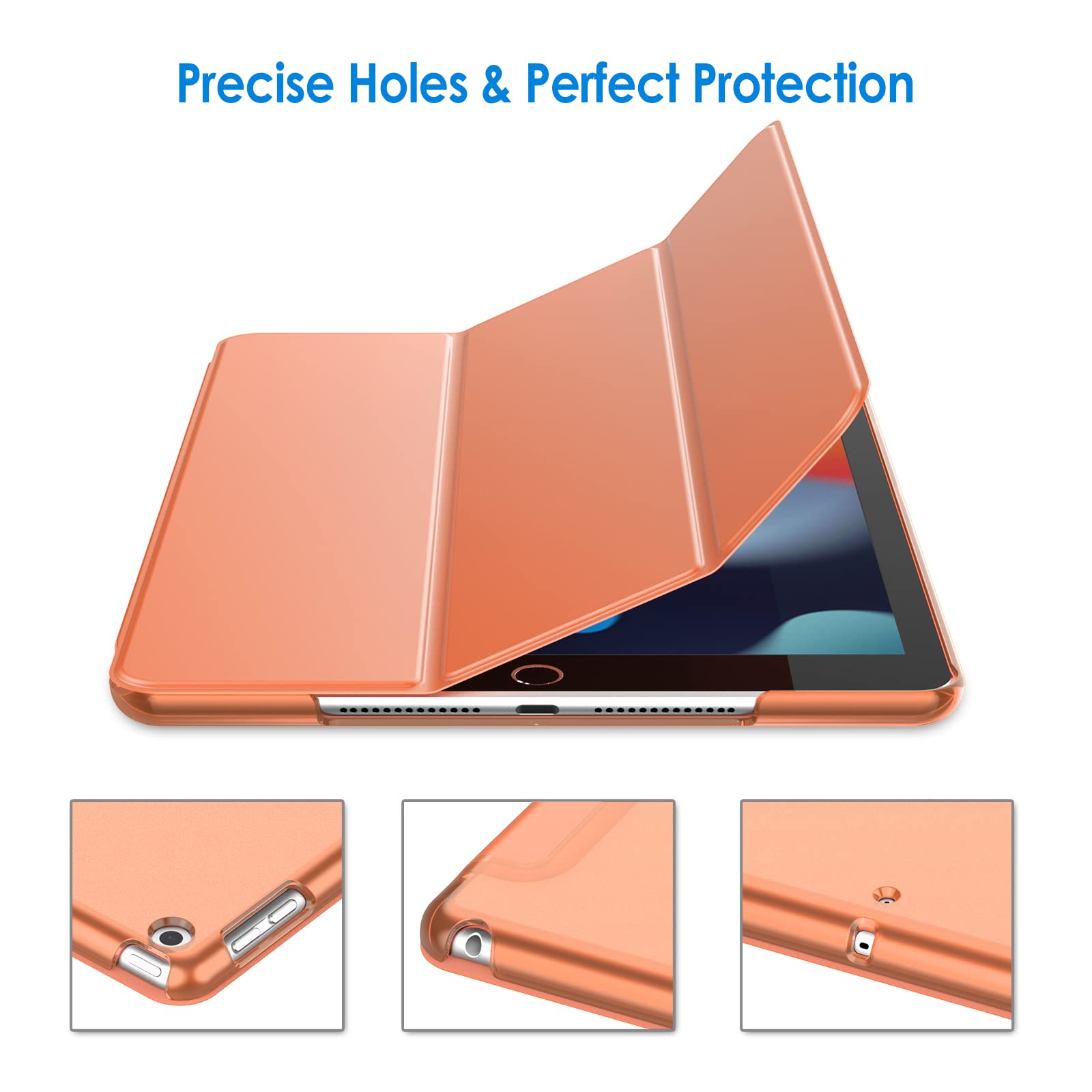Jetech Case For Ipad 10.2-Inch (2021/2020/2019 Model, 9/8/7 Generation), Auto Wake/Sleep Cover (Papaya)