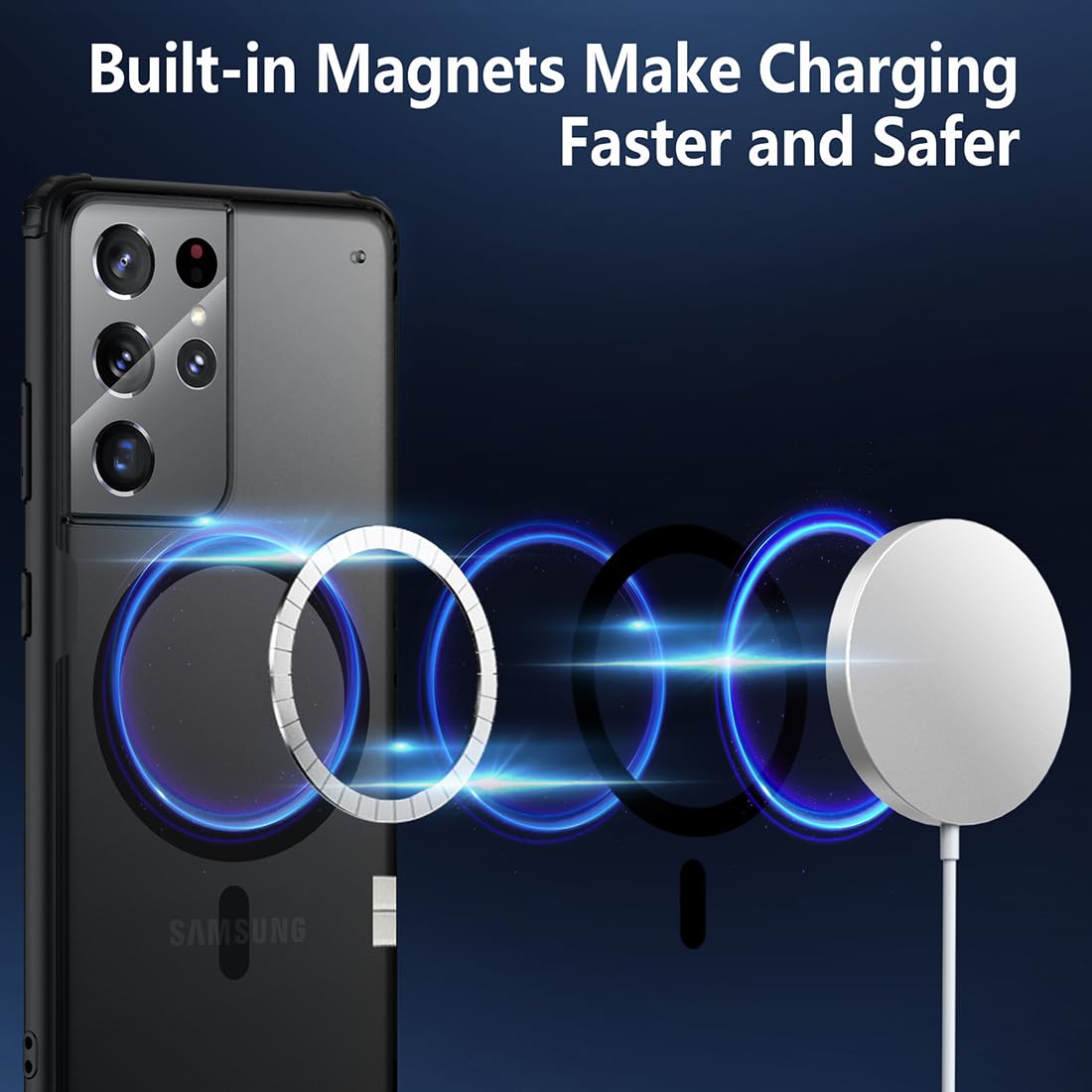 Tianniuke Magnetic Case For Samsung Galaxy S21 Ultra, Translucent Matte Anti Fingerprint, Compatible With Magsafe, Slim Fit Shoc