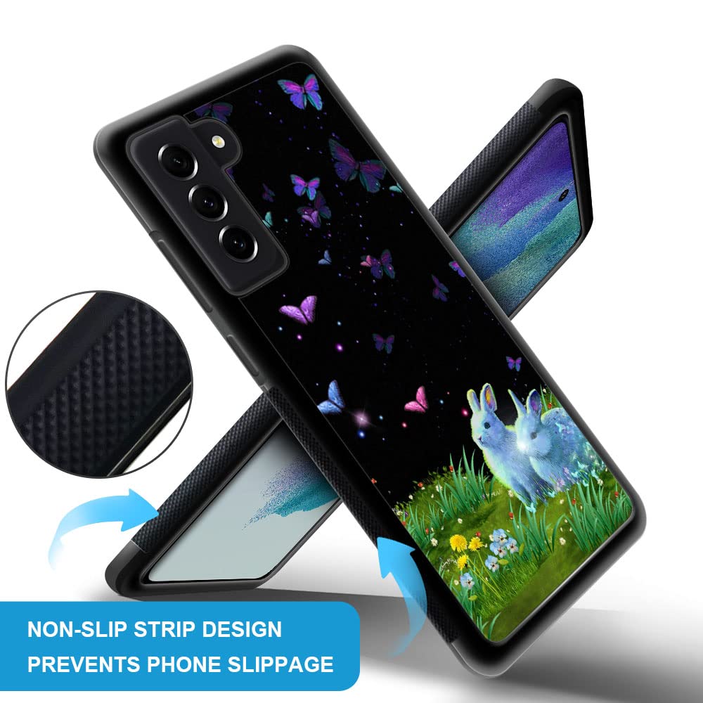 ZHEGAILIAN Compatible with Samsung Galaxy S23 Case, Bunnies Colorful Butterfly Shockproof Non-Slip TPU Bumper Cover 6.1 inch