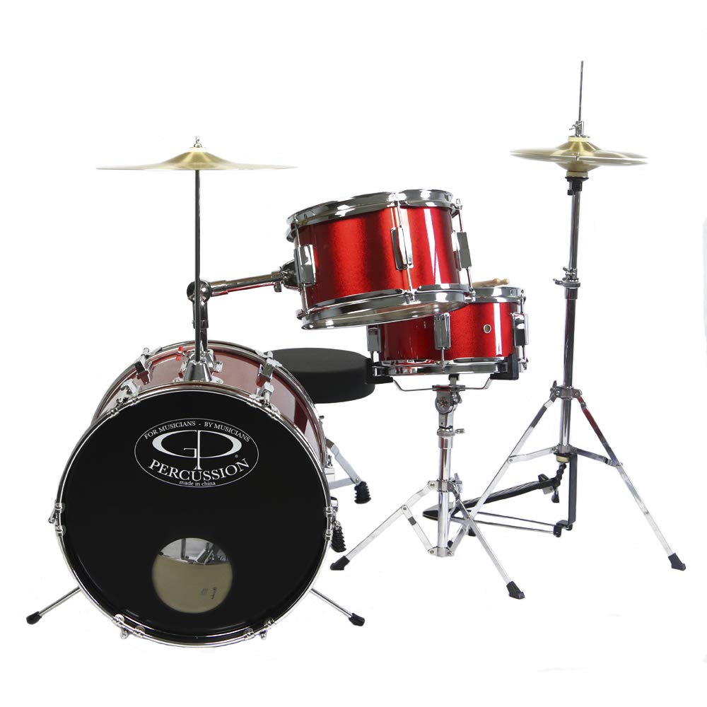 Gp Percussion Gp50Rd Complete Junior Drum Set (Red, 3 Piece Set)
