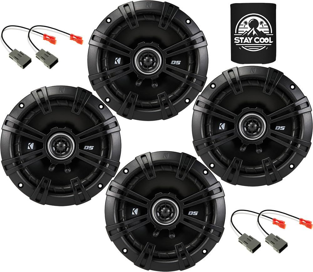 KICKER Speakers 6.5 inch for Honda Civic 2002-2020 Upgrade Kit - 4 Pack of DS Series with Harness, Coaxial 6 1/2 Car Audio Front