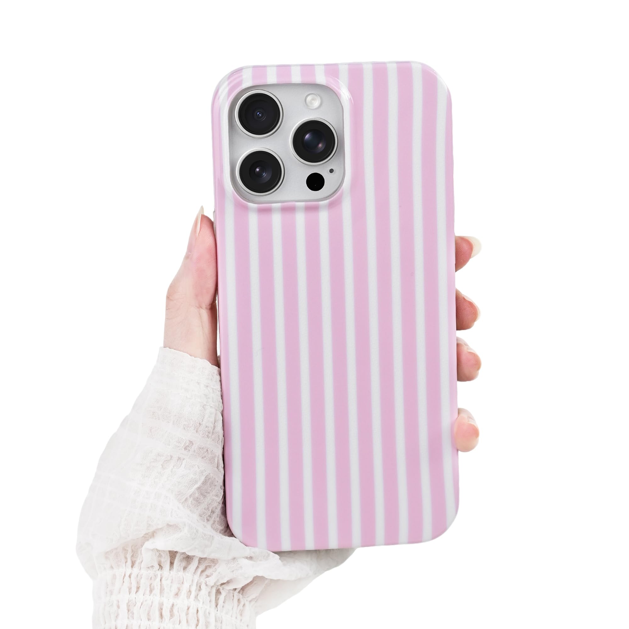 SleekCover Compatible with iPhone 16 Pro Case,Cute Aesthetic Striped Pattern Cover for Women Girls,Soft TPU Shockproof Protectiv