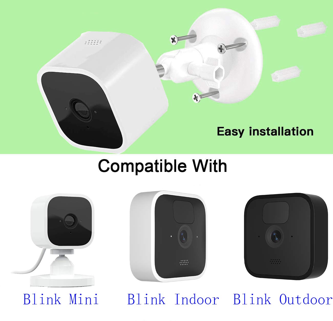 Holaca Wall Mount For Blink Mini All New Blink Indoor Cam   Adjustable Indoor/Outdoor Blink Home Security Camera Mounting Bracket (2 Pack)