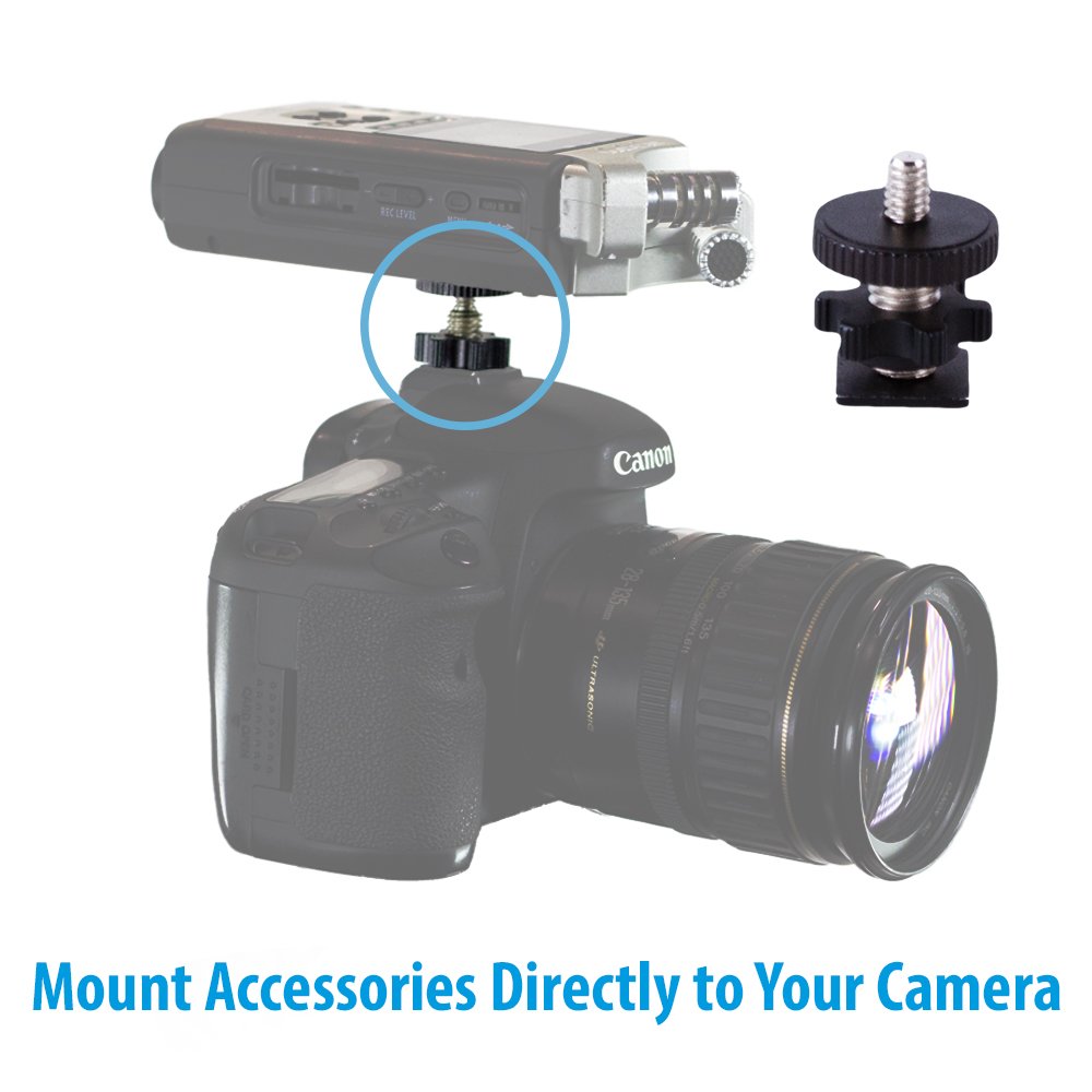 Cam Caddie 1/4� 20 Flashner� High Strength Flash Shoe Converter/Adapter With Standard Tripod Threaded Post Made From High Strength Steel And Aluminum Hot And Cold Shoe Compatible (Black)