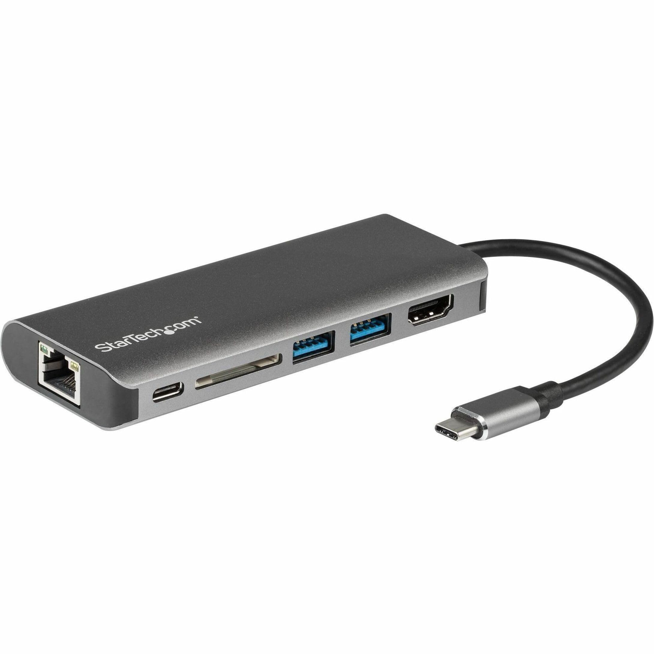 Startech.Com Usb C Multiport Adapter   Portable Usb C Dock To 4K Hdmi, 2 Pt Usb 3.0 Hub, Sd/Sdhc, Gbe, 60W Pd Pass Through   Usb