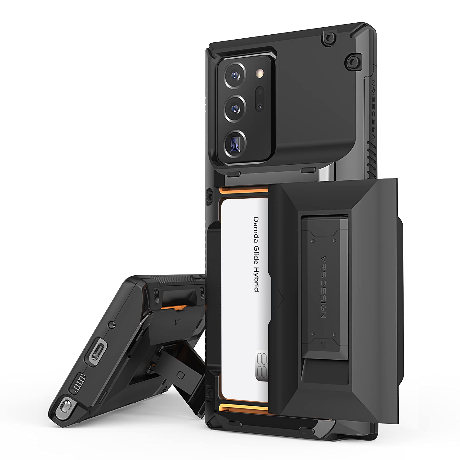 Vrs Design Damda Glide Hybrid Phone Case For Galaxy Note 20 Ultra, With [4 Cards] [Semi Auto] Premium Sturdy Card Wallet And Kic