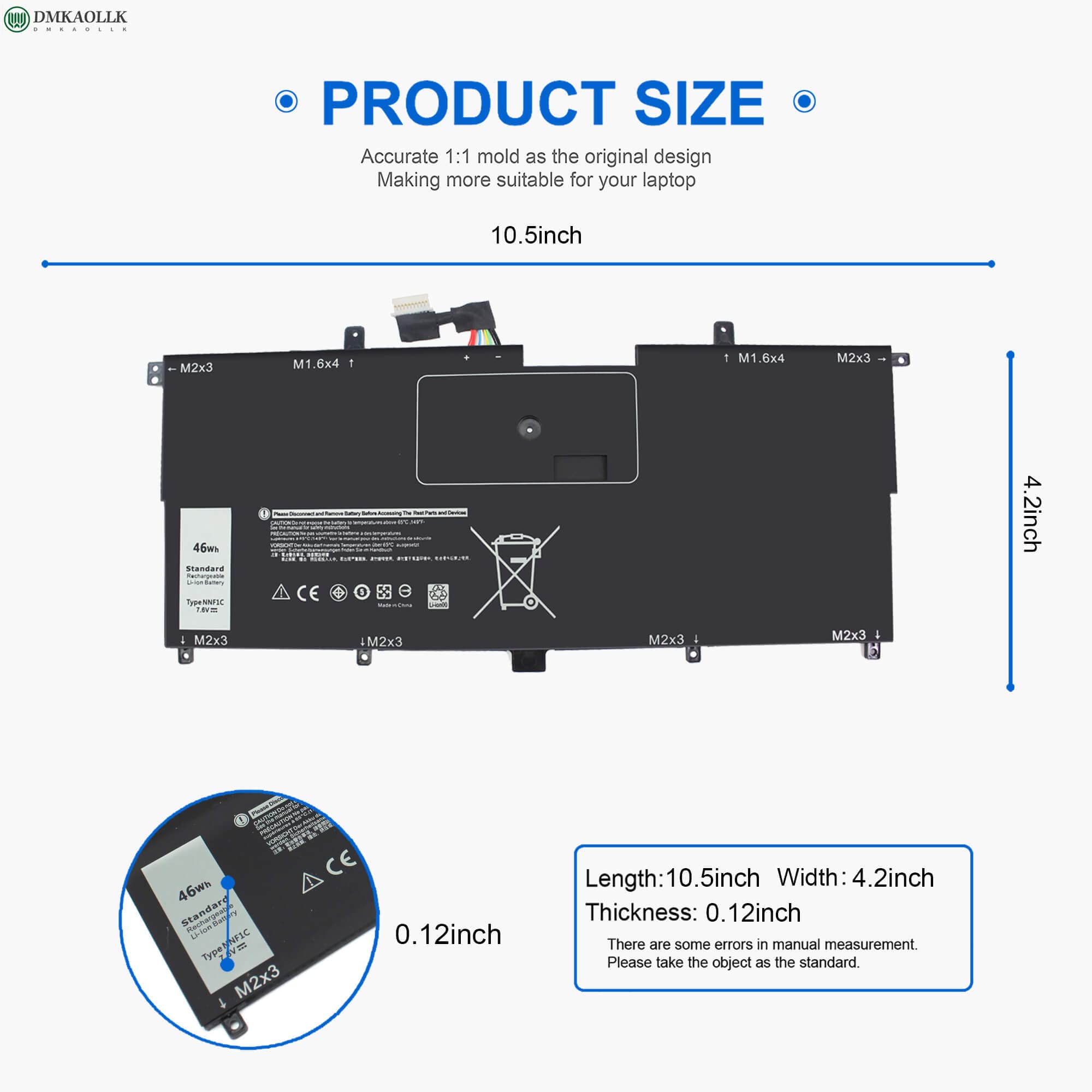 Dmkaollk Nnf1C Laptop Battery For Dell Xps 13 2 In 1 9365 Xps 13 9365 2 In 1 2017 Xps 13 9365 D1605Ts D1805Ts D2805Ts D3605Ts D3