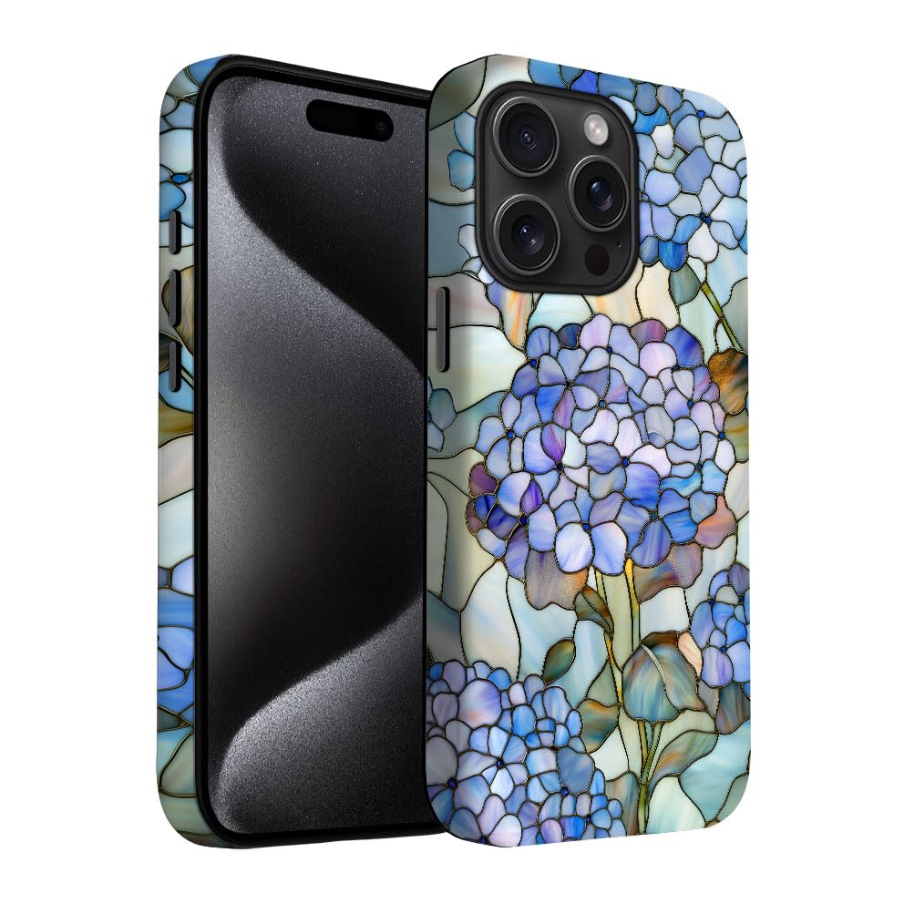 Yuzbira for iPhone 15 Pro Case | Hydrangea Macrophylla | Slim Drop Protection Design
