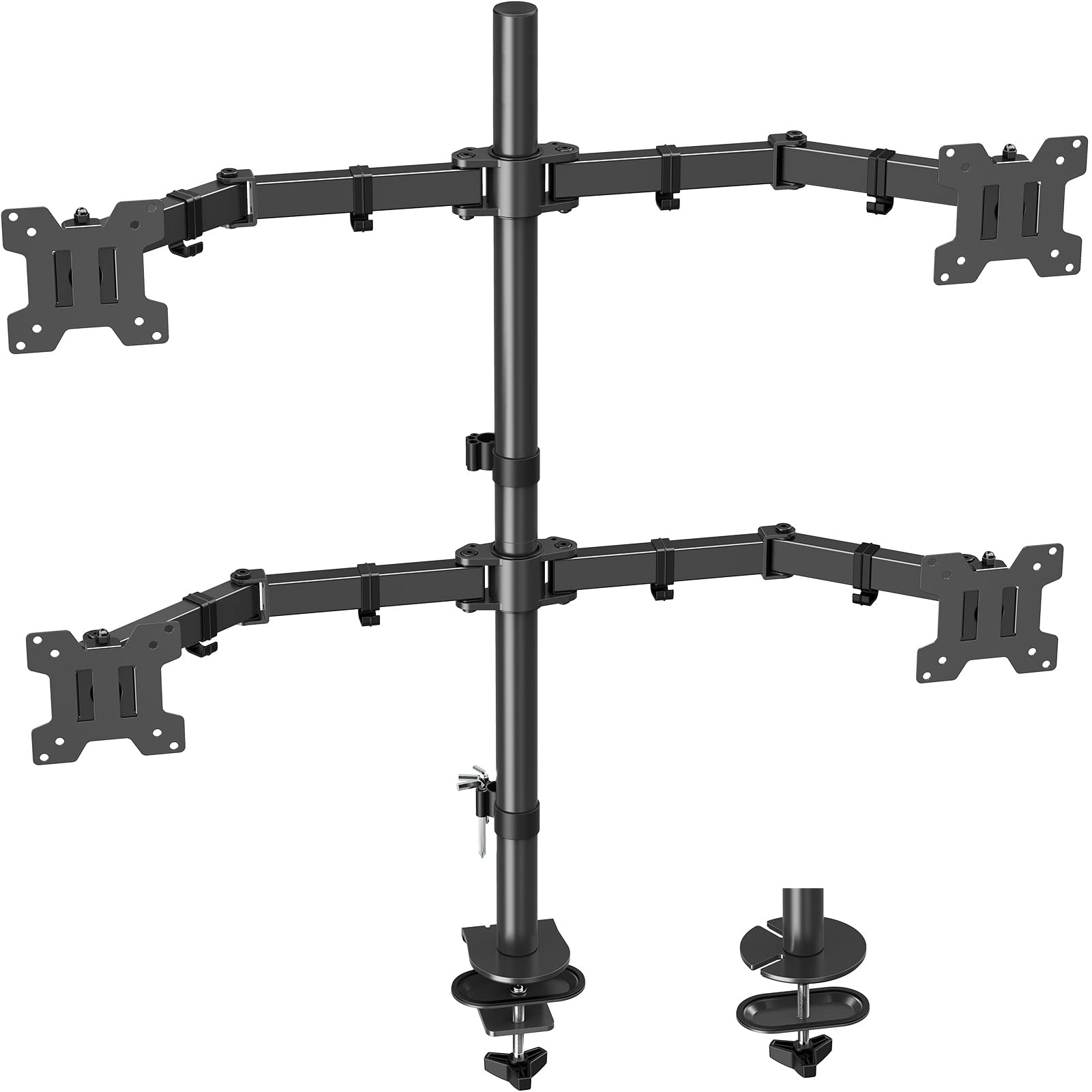 Mount Pro Quad Monitor Stand, 4 Monitor Mount For 13 To 32 Inch Computer Screens, Hold Up To 17.6Lbs Each, Fully Adjustable Stac