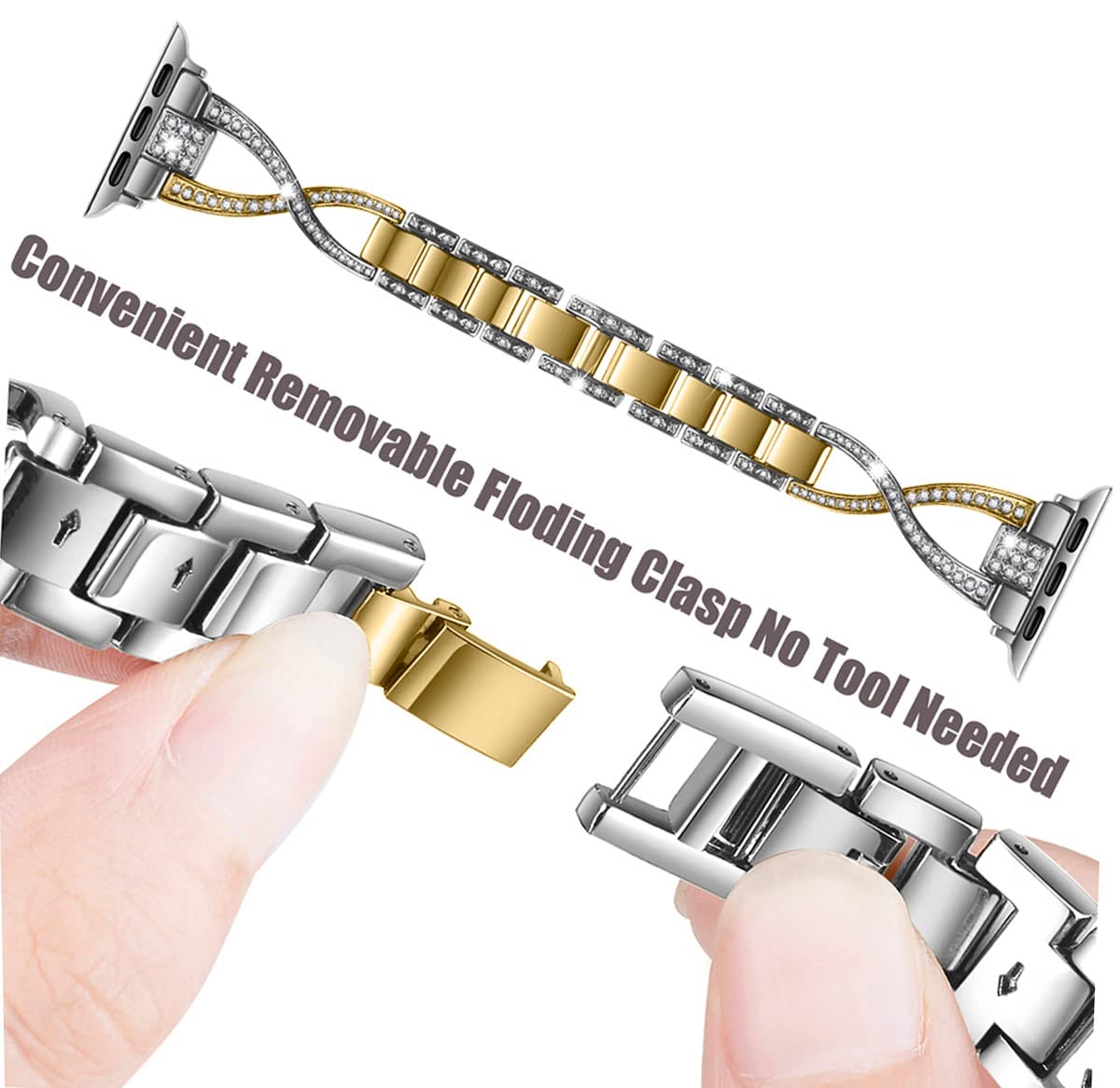 Jfdragon For Apple Watch Band 42Mm 44Mm 45Mm 46Mm 49Mm Women Series10 9 8 7 6 5 4 Se Iwatch Bands Bling Metal Bracelet Cute Dres