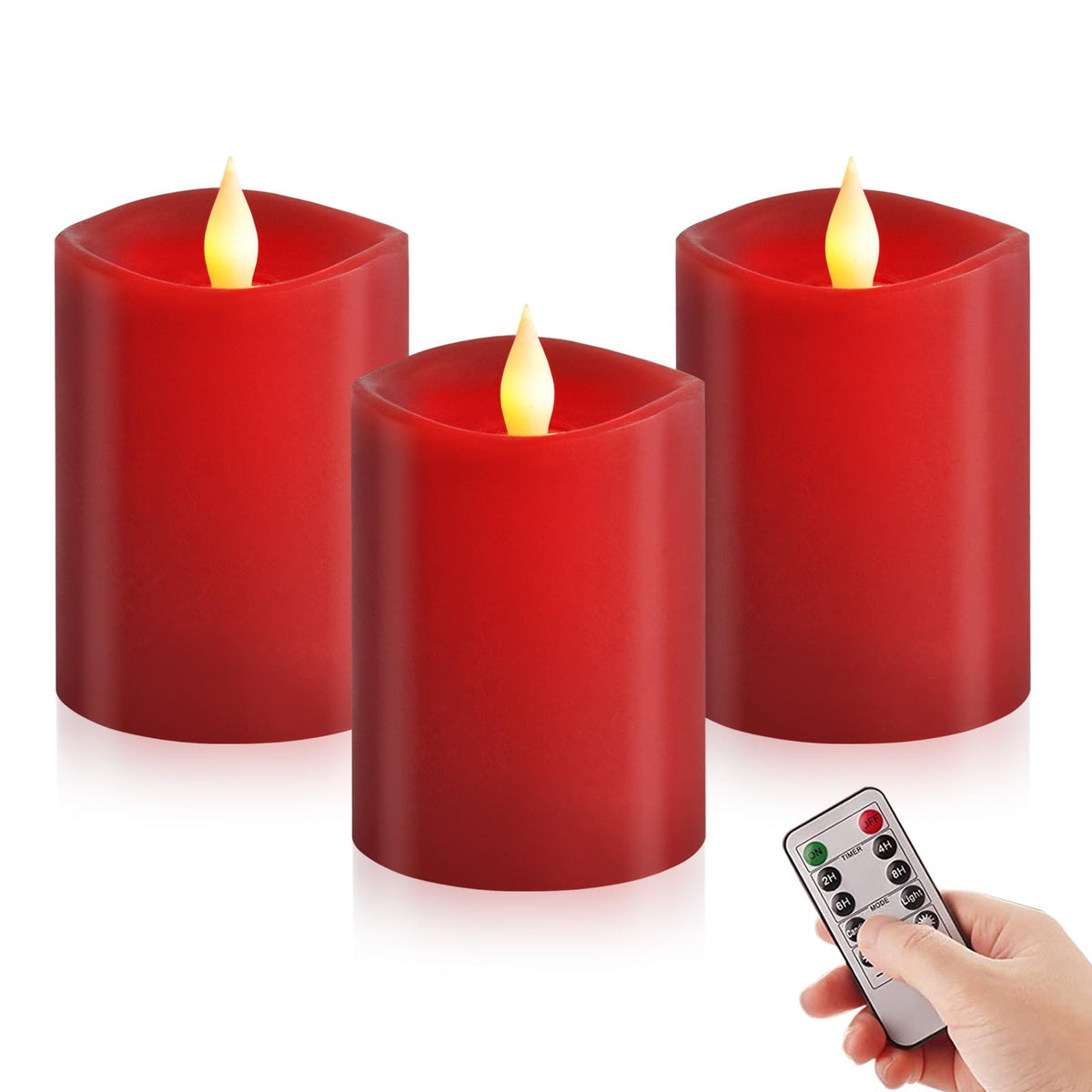 Asldoiweh 3X4 Flickering Flameless Candles Set Of 3, 2Aa Battery Life 600 Hours Battery Candles Flickering With Timer,4 Inch Fla