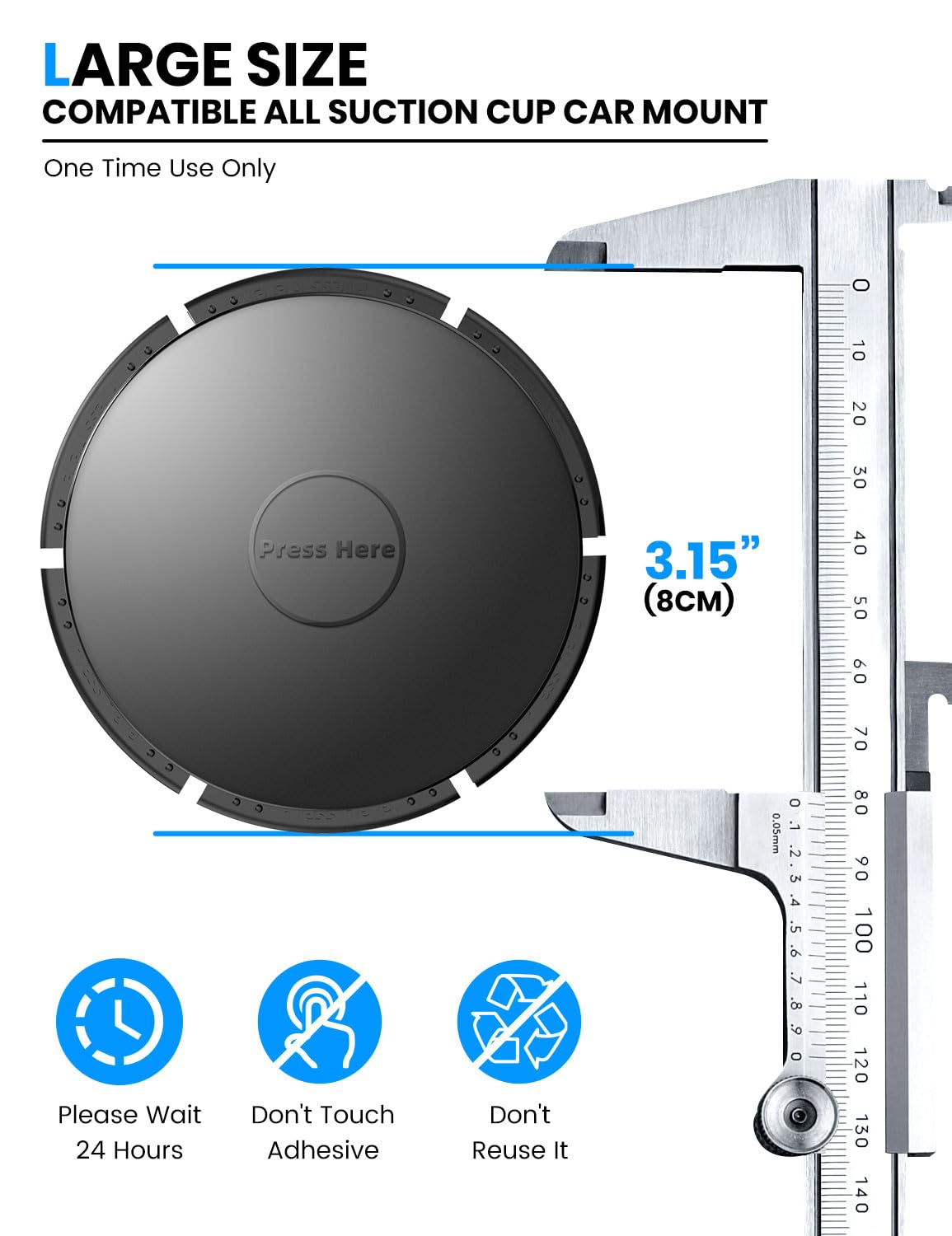 Esamcore Dashboard Sticky Pad [4-Pack], For Suction Cup Phone Mount [Diameter: 3.1   ] 3M Adhesive Pad Dash Mount Disk For Iphon