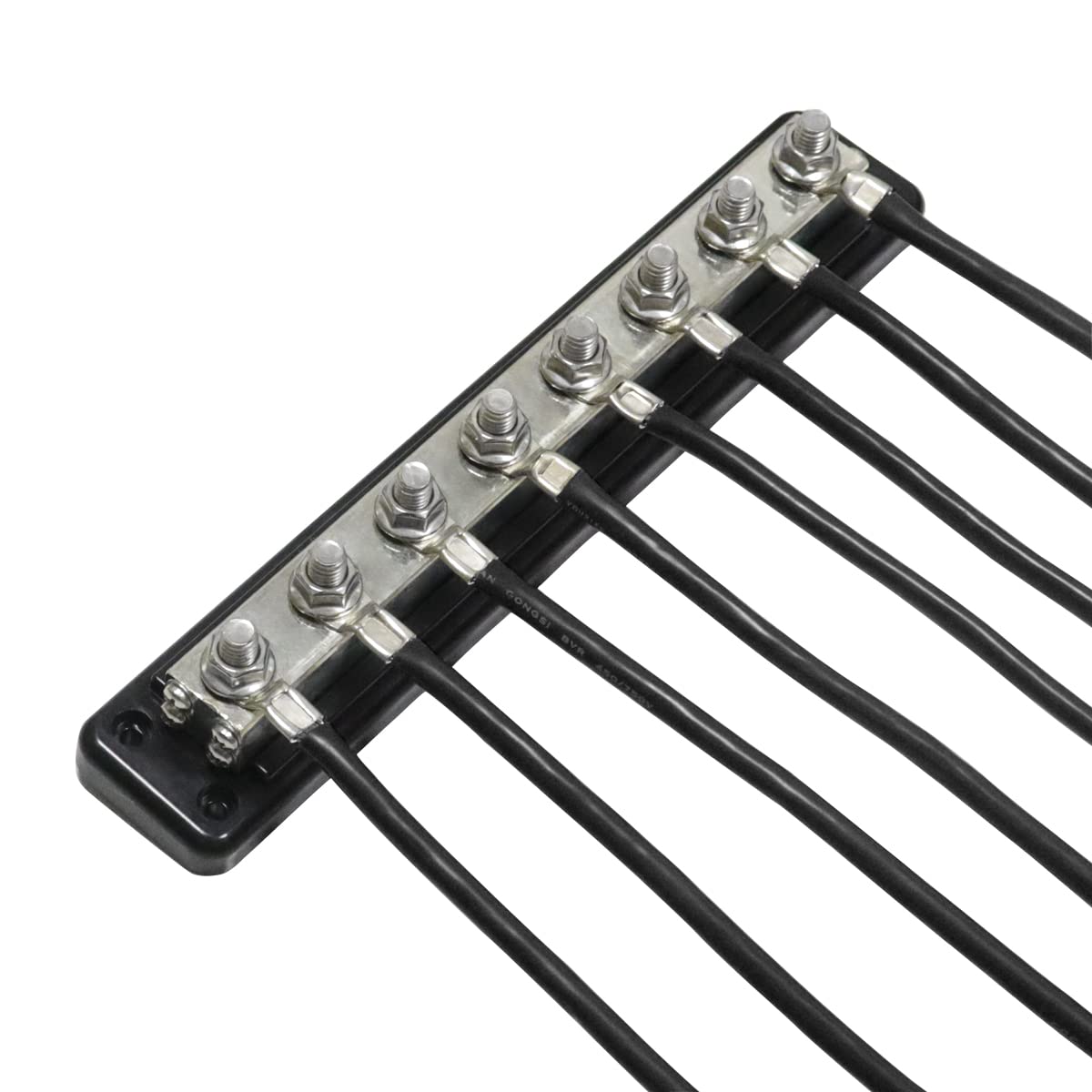 Heavy Duty 3/8'' Bus Bar Copper 600A Power Distribution Block 8 Studs Terminals 48V Dc/ 300V Ac, 12V Ground Battery Busbar W/Tin