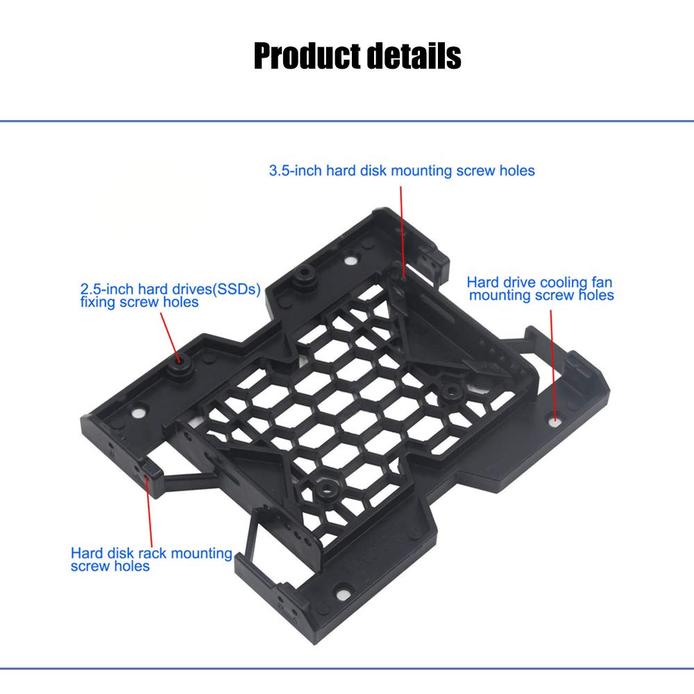 Koobook 2Pcs 5.25' To 3.5' 2.5' Ssd Hdd Tray Caddy Case Adapter Hard Disk Drive Bays Holder Cooling Fan Mounting Bracket For Pc