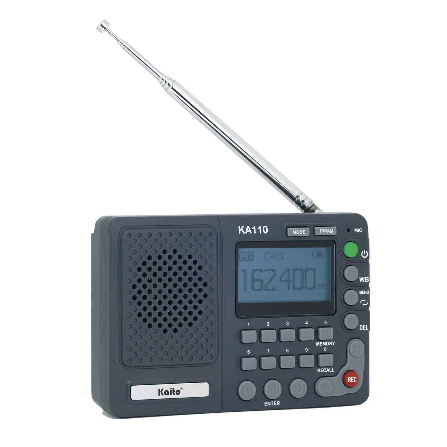 Kaito KA110 Compact Digital AM/FM NOAA Weather Radio and MP3 Player with Micro-SD Card Reader