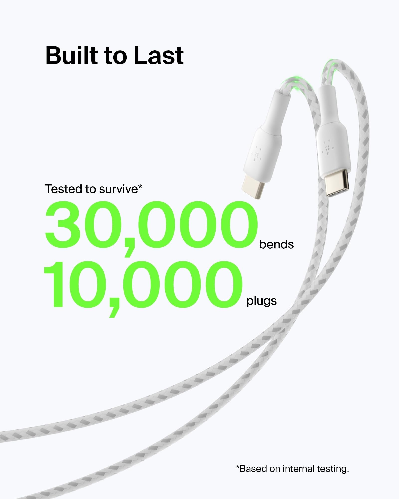 Belkin BoostCharge Braided USB C to USB A Charging Cable (3.3ft/1M) for iPhone 16 Series, Samsung Galaxy S25 Series, Google Pixel 9 & 8, iPad Pro, Nintendo Switch, Carplay, & More   White (2 Pack)