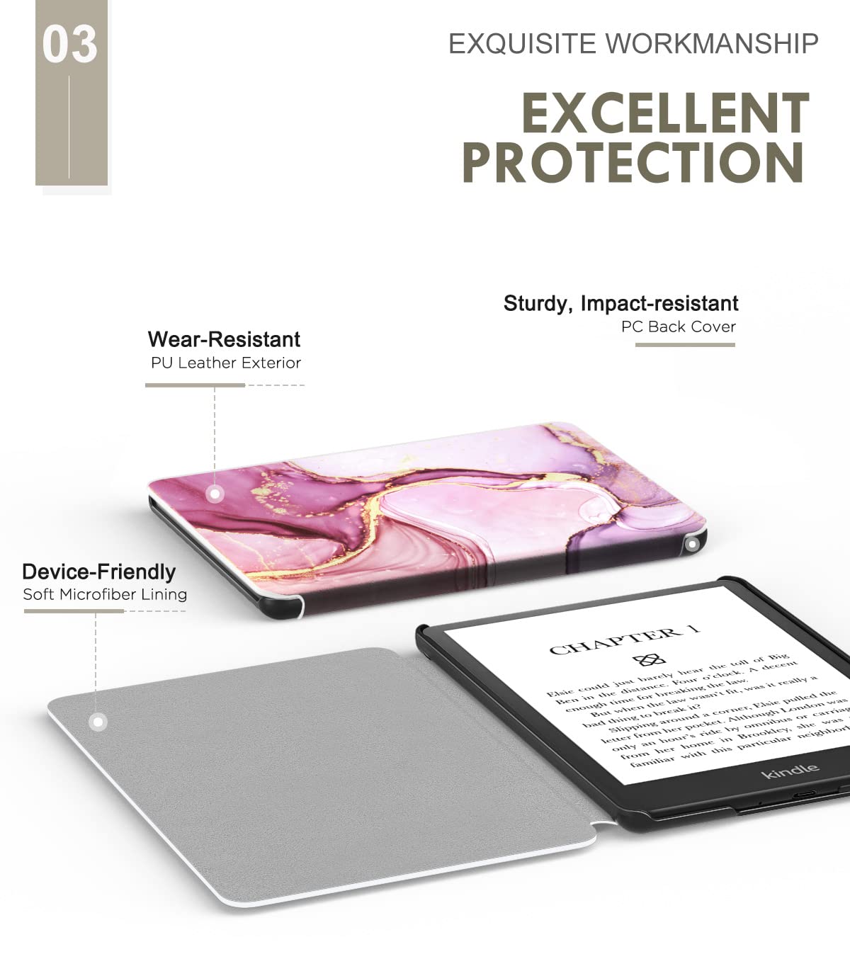 Moko Case For 6.8  Kindle Paperwhite (11Th Generation-2021) And Kindle Paperwhite Signature Edition, Light Shell Cover With Auto