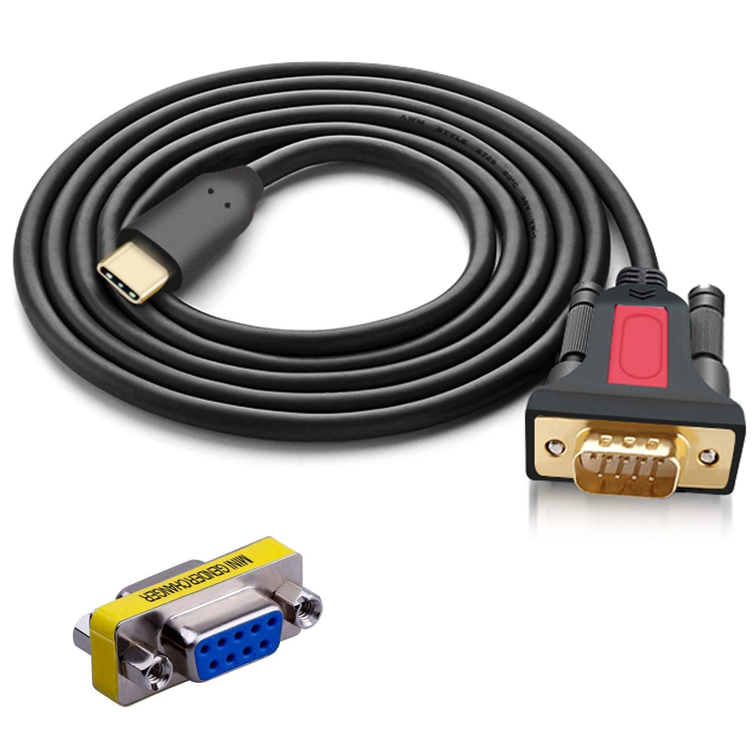 ELECABLE USB Type C to RS232 DB9 Serial(9-Pin) Converter Adapter Cable 5ft with a Male to Female Connector, Compatible with MAC 