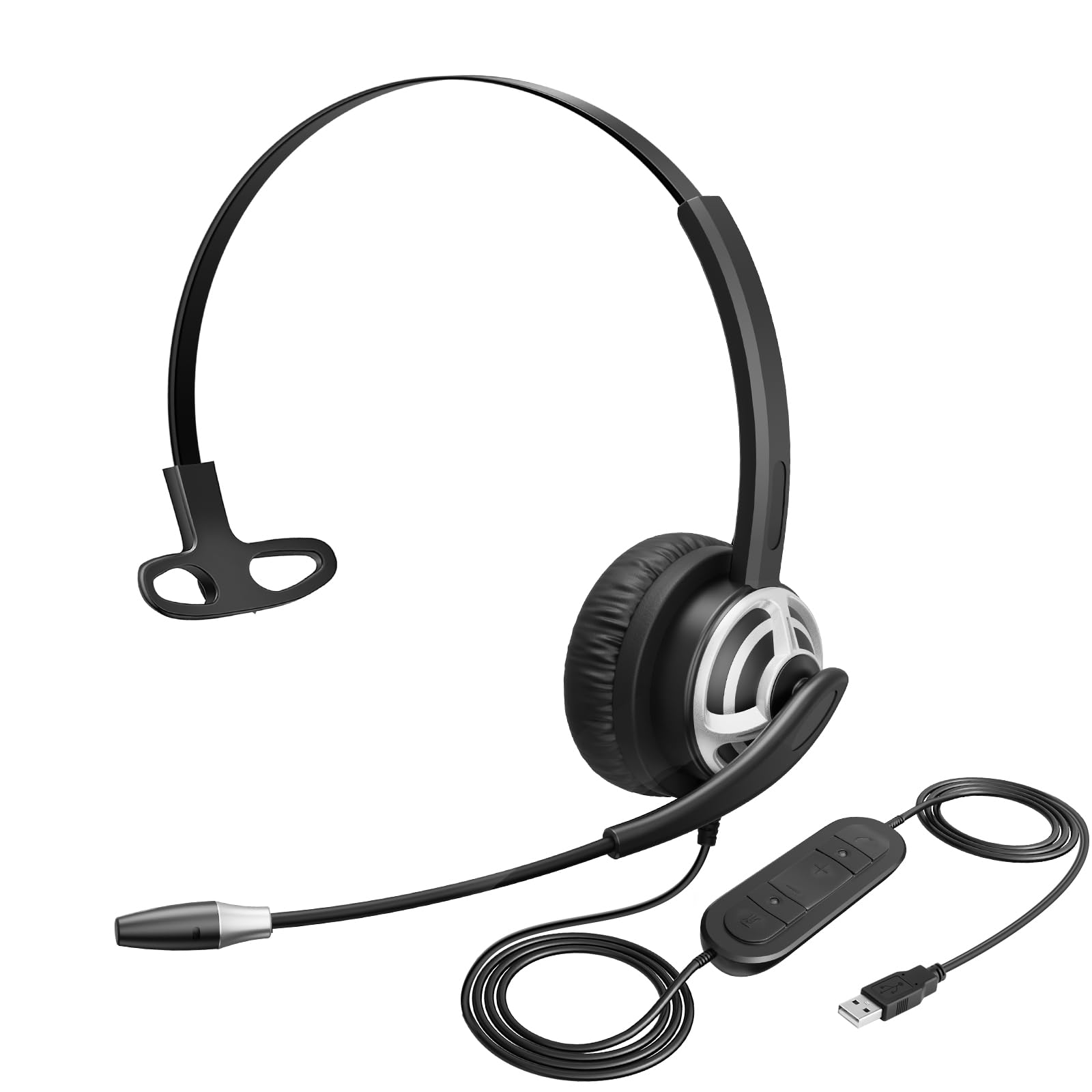 Mkj Usb Headset With Microphone For Pc Laptop, Computer Headset With Noise Cancelling Mic For Call Center And Office, Wired Headphones For Uc Platforms Business Skype Ms Teams Zoom Webex Facetime