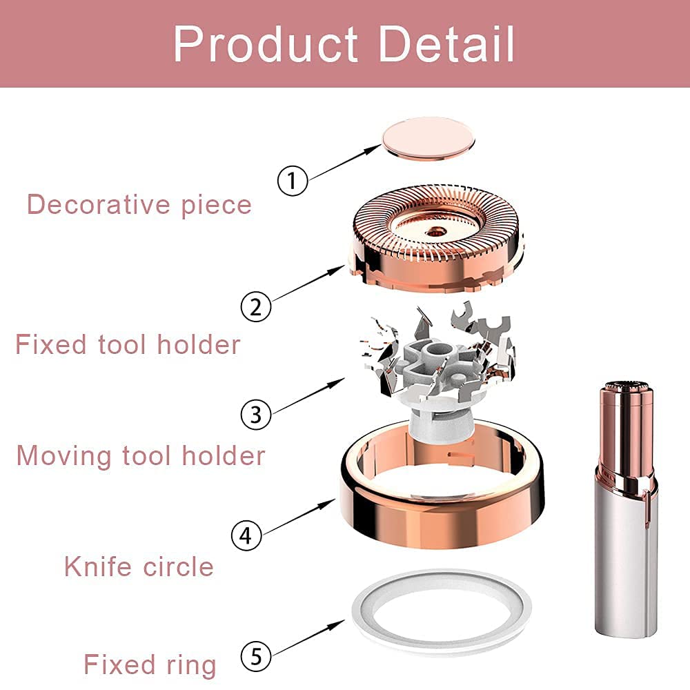 Facial Hair Remover Replacement Heads, For Flawless Women Lip Soft Touch, Chin, And Cheeks Cleaning As Seen On Tv 18K Gold Plate